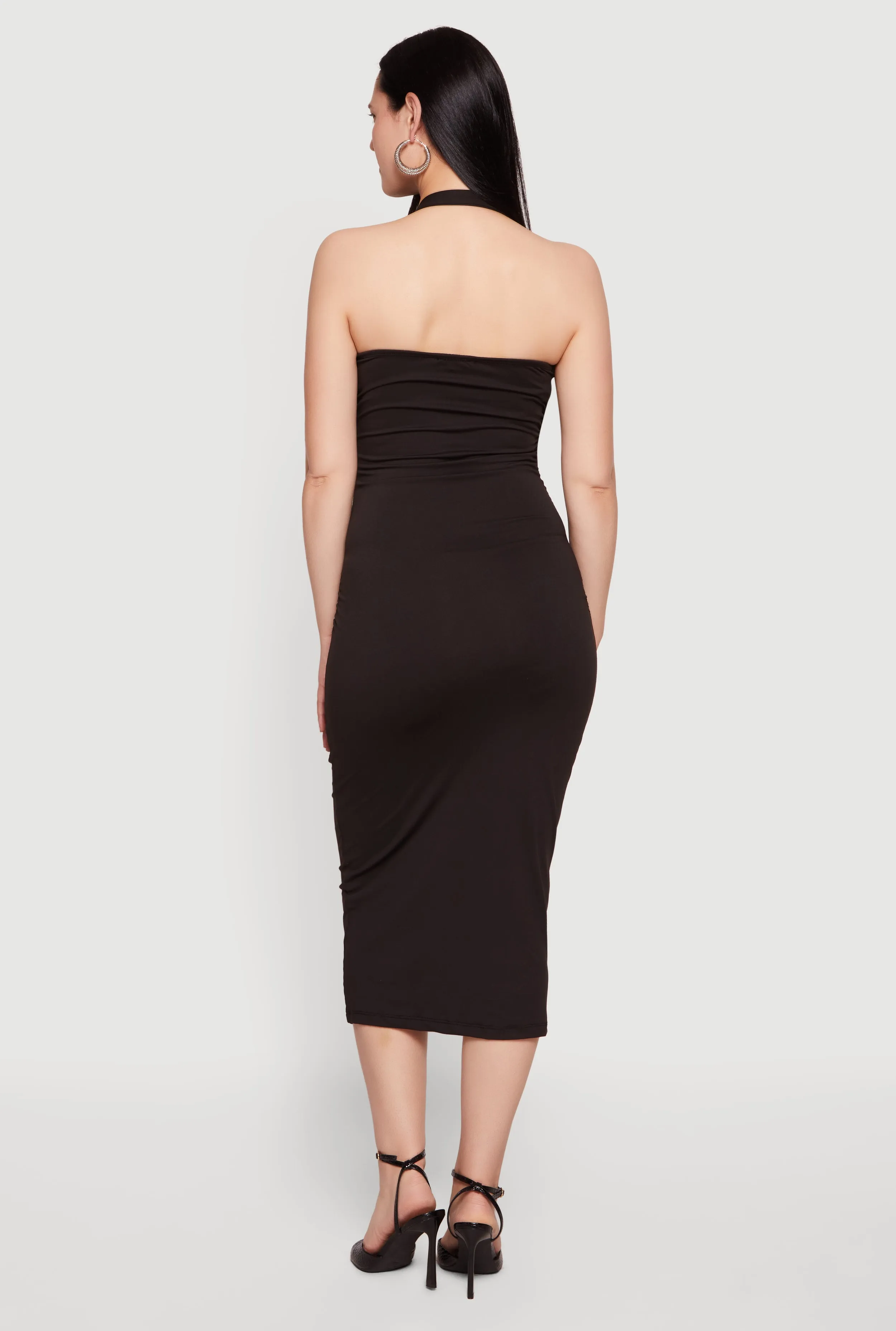 Buckle Detail Asymmetrical Halter Midi Dress sold by Rainbow product image thumbnail 3