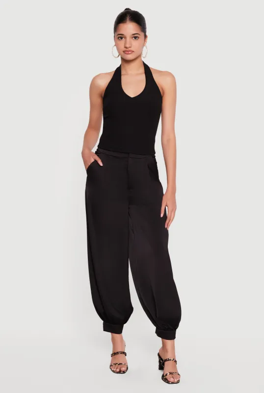 Satin Tapered Leg Harem Pants made by Rainbow