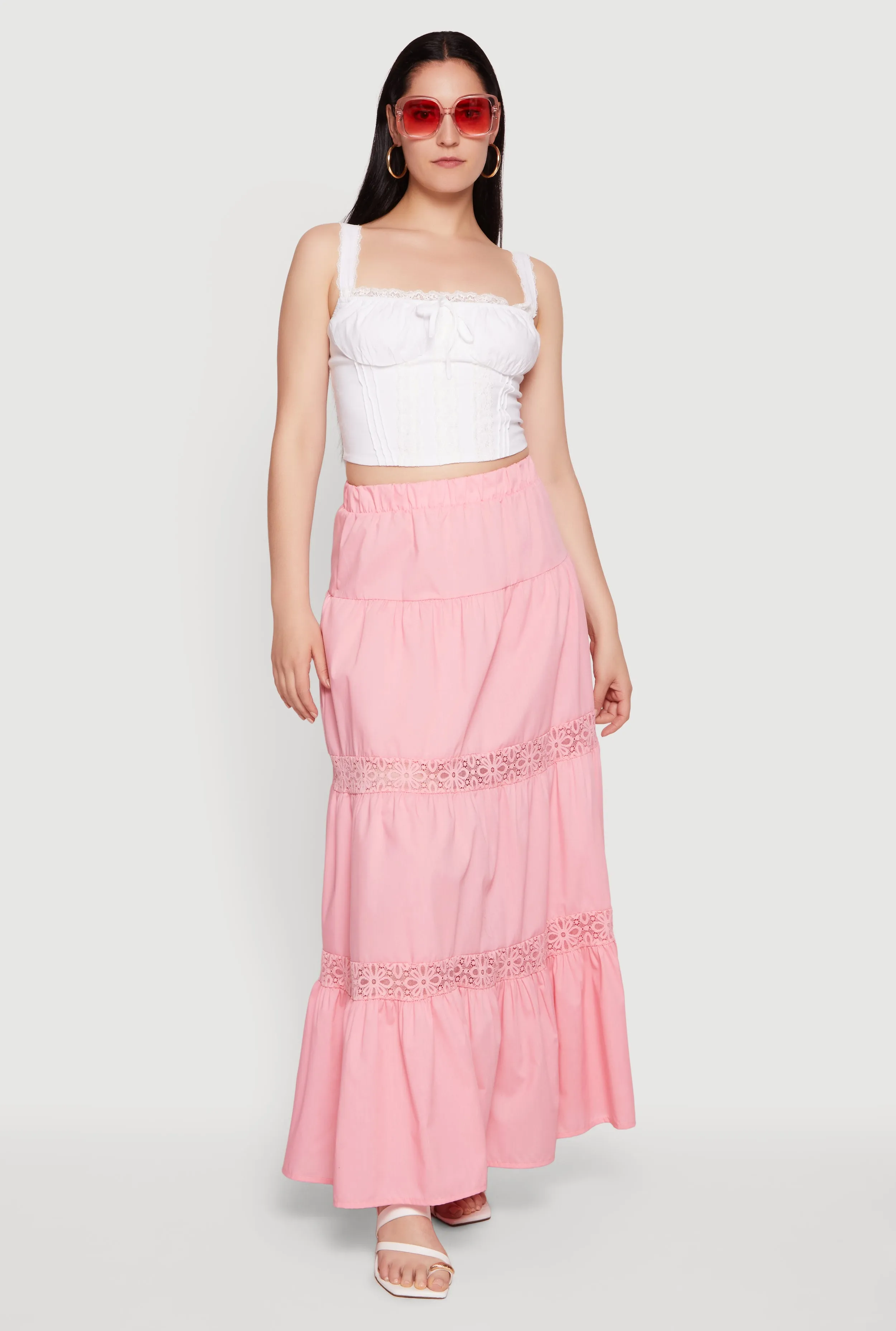 Lace Trim Milkmaid Bustier Crop Top sold by Rainbow