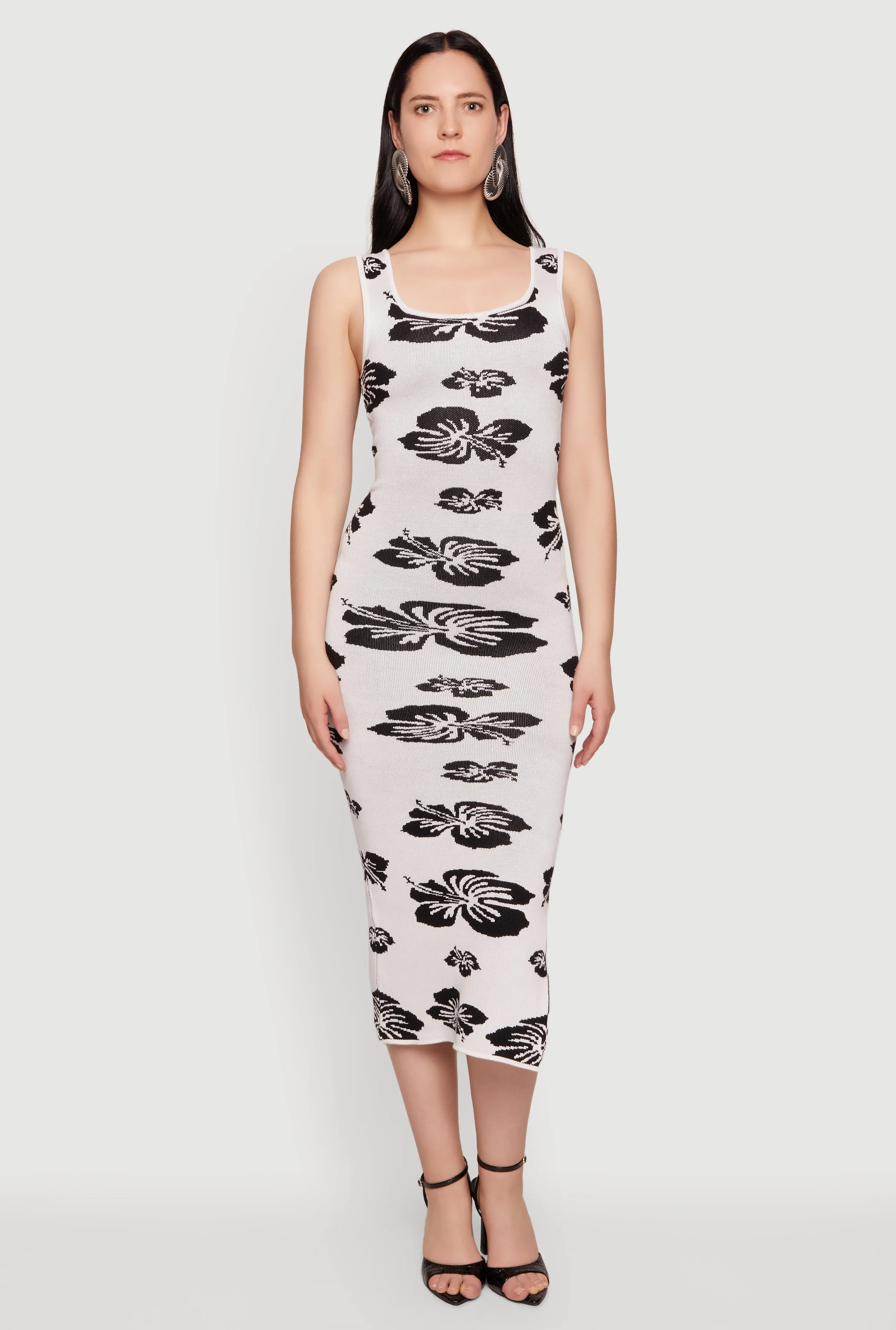 Hibiscus Flower Print Sleeveless Knit Dress sold by Rainbow product image thumbnail 2