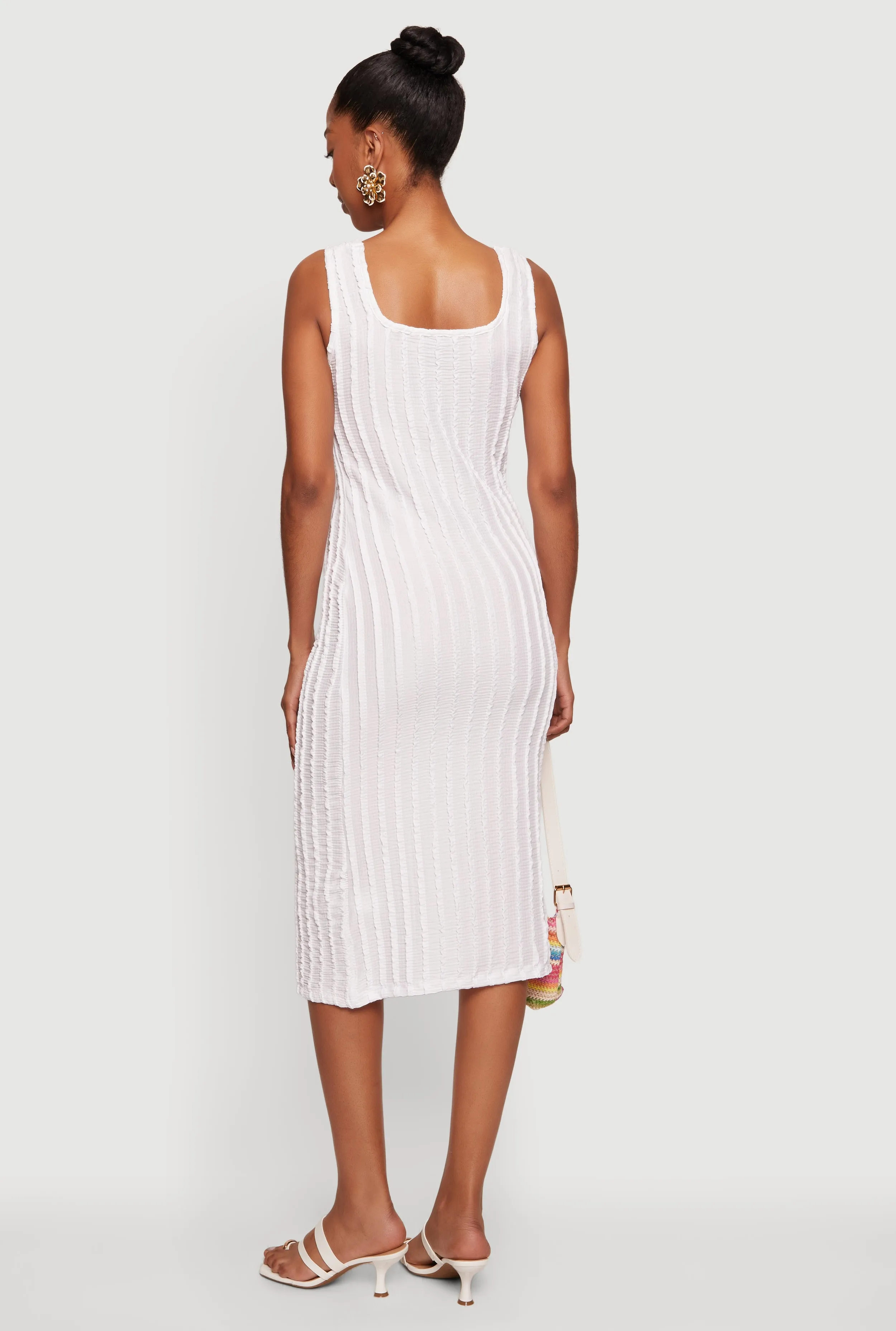 Sleeveless Textured Knit Midi Dress with Side Slit sold by Rainbow product image thumbnail 3