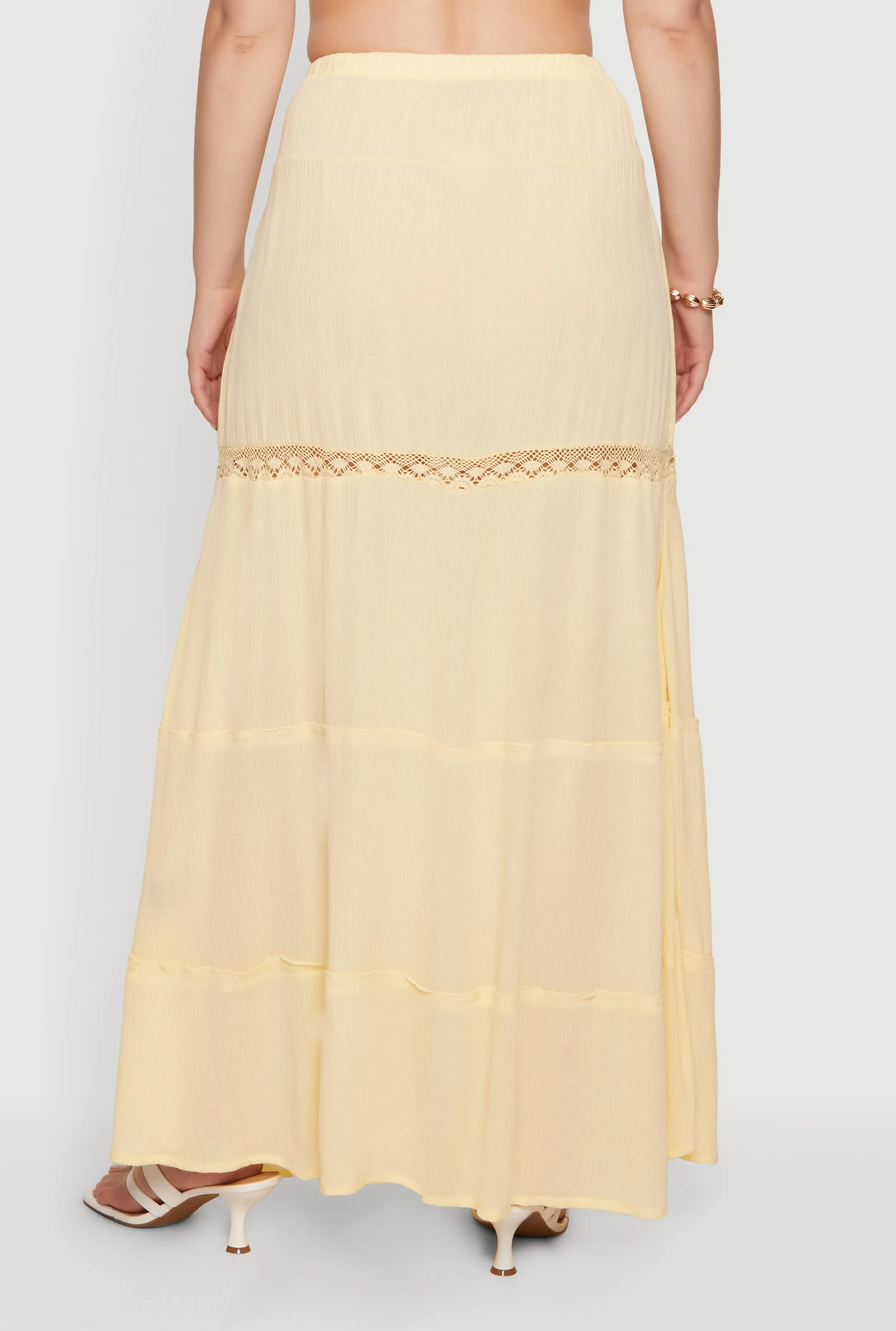 Side Slit Lace Detail Tiered Maxi Skirt sold by Rainbow product image thumbnail 5