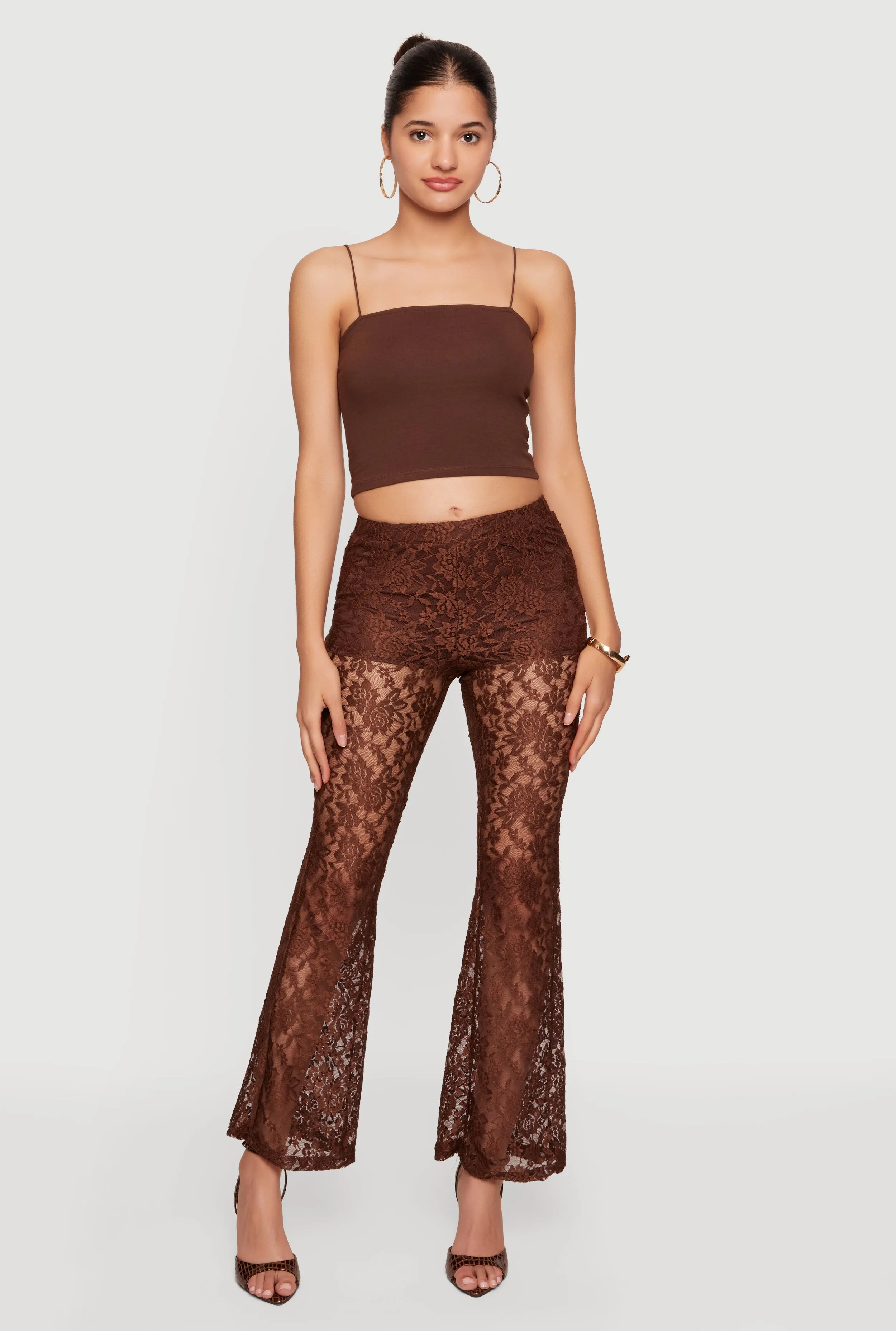 Floral Lace Flare Leg Casual Pants sold by Rainbow product image thumbnail 3