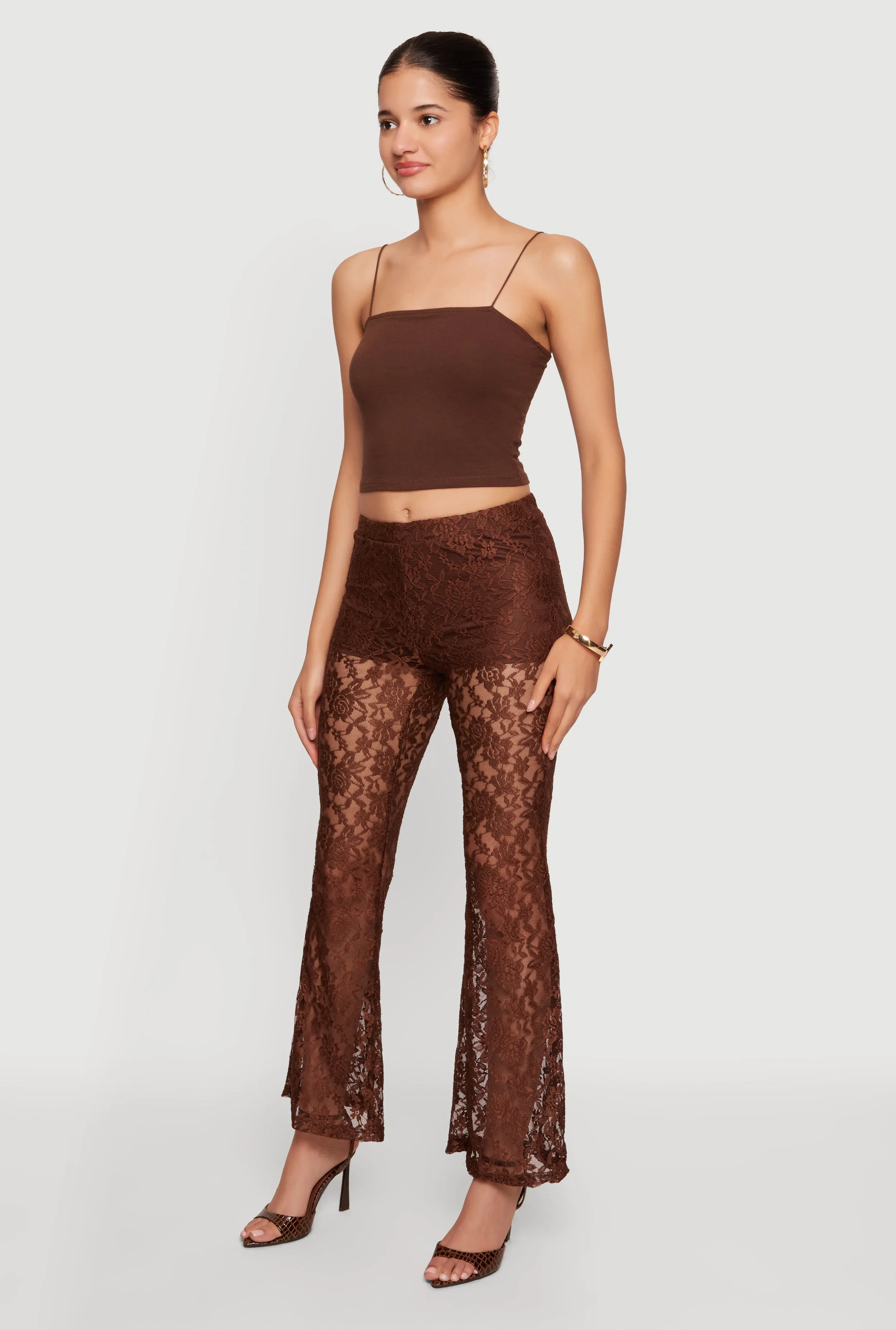 Floral Lace Flare Leg Casual Pants sold by Rainbow product image thumbnail 2