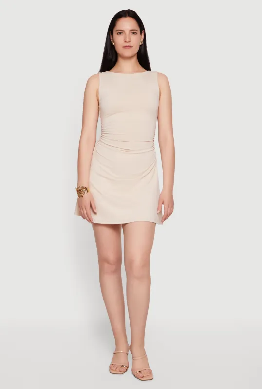 Ruched Side Boat Neck Mini Dress made by iris