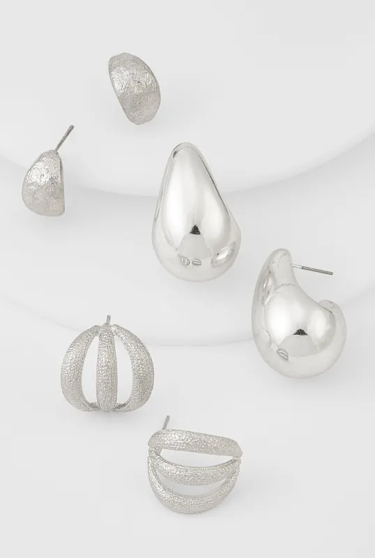 Assorted Metallic Drop Earrings Trio made by Rainbow