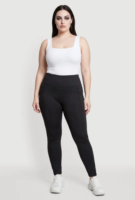 Plus Size High Waist Leggings with Cell Phone Pockets made by Rainbow