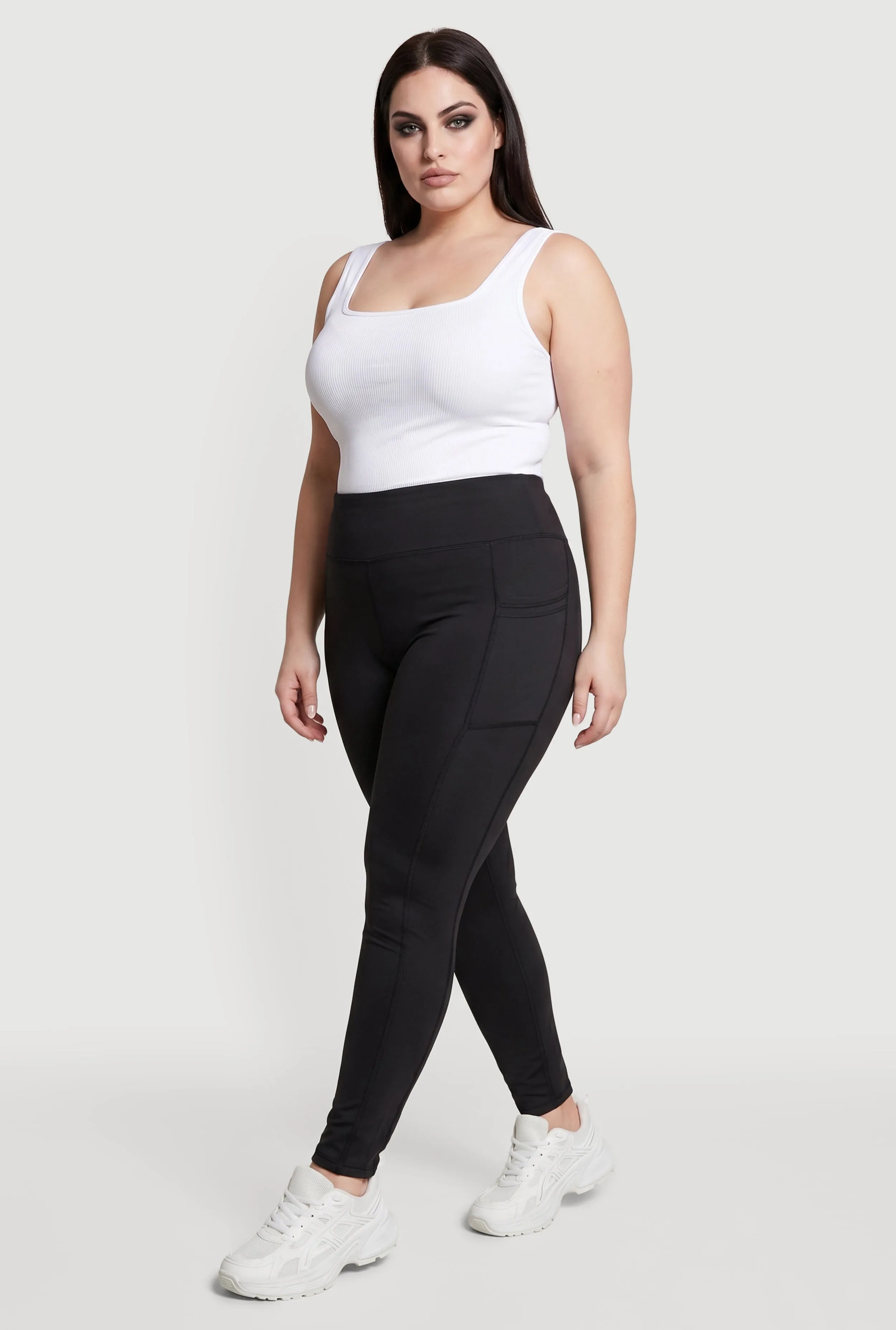 Plus Size High Waist Leggings with Cell Phone Pockets sold by Rainbow product image thumbnail 2
