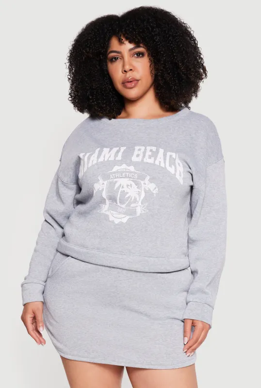 Plus Sized Miami Beach Graphic Sweatshirt made by Rainbow