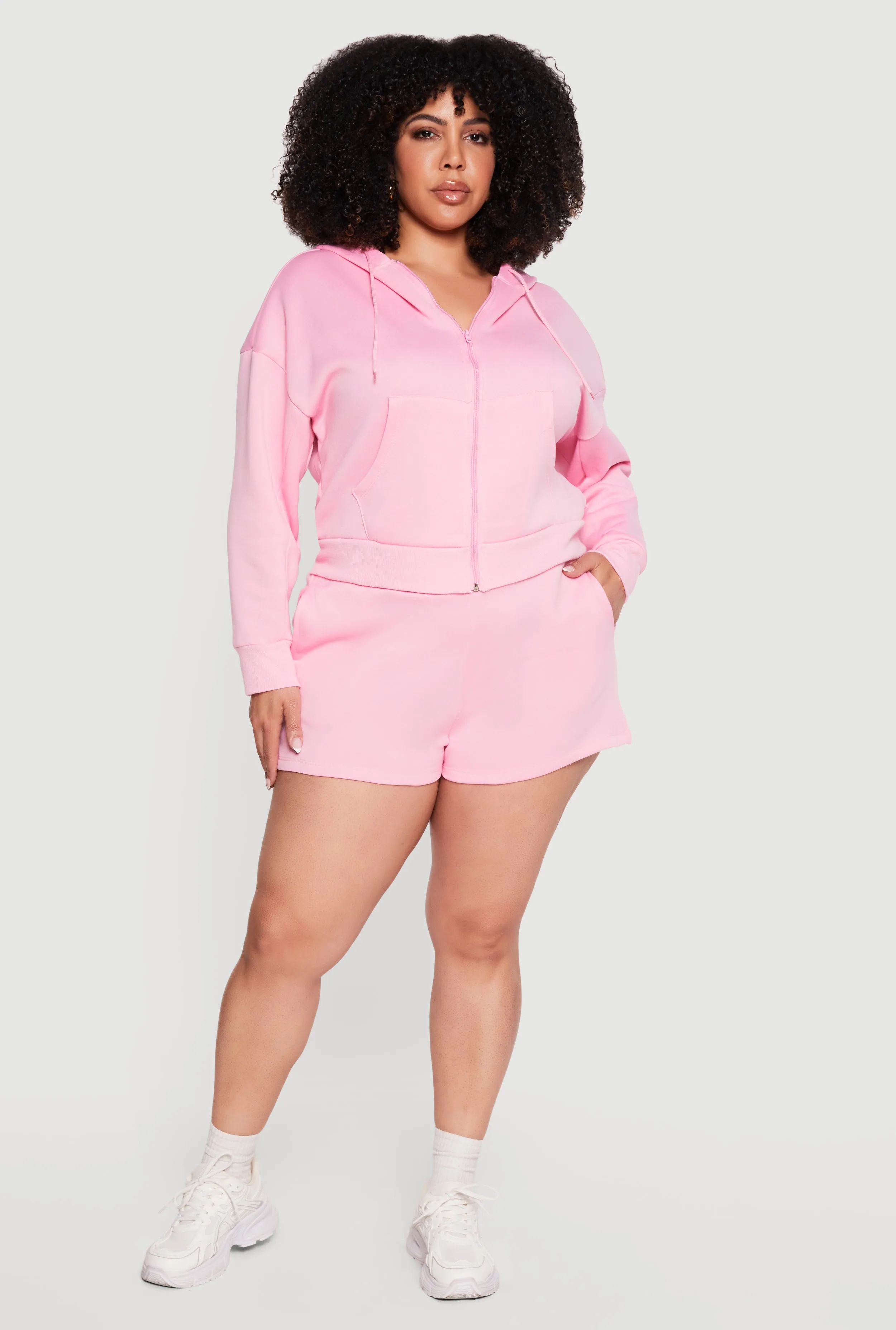 Plus Size Zip Front Fleece Lined Hooded Sweatshirt sold by Rainbow product image thumbnail 2