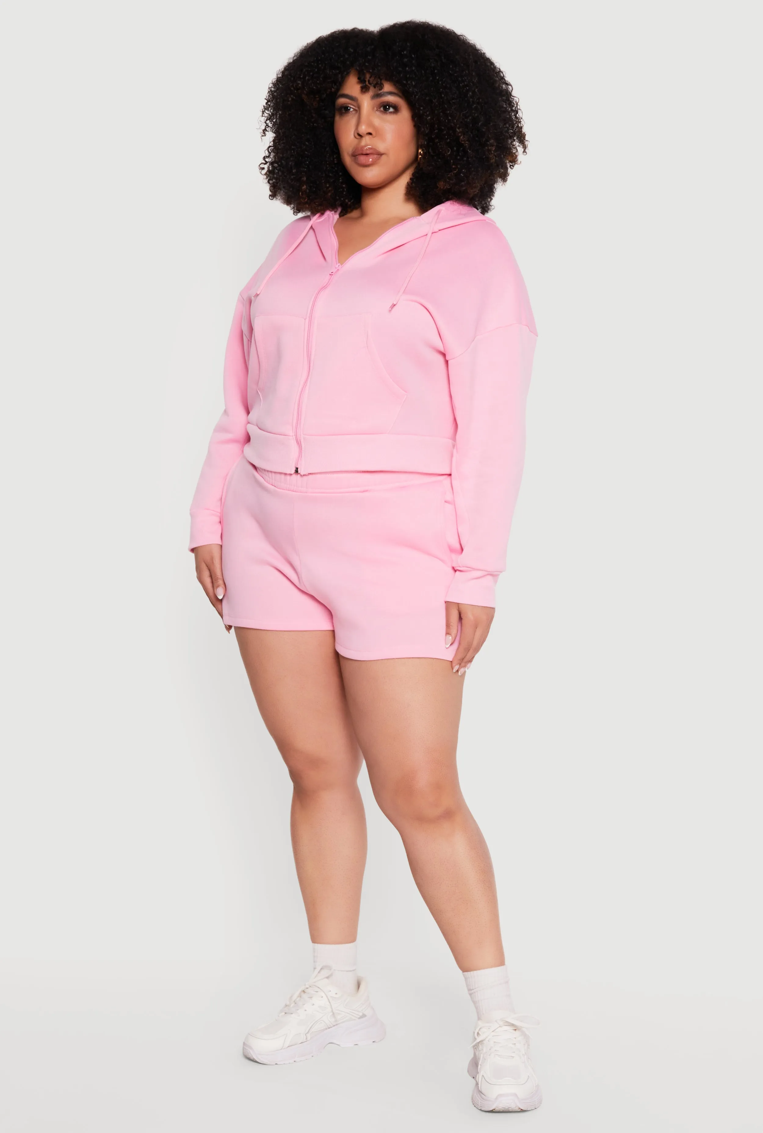 Plus Size Zip Front Fleece Lined Hooded Sweatshirt sold by Rainbow product image thumbnail 3