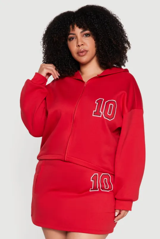 Plus Sized Oversized 10 Graphic Zip Front Hoodie made by Rainbow
