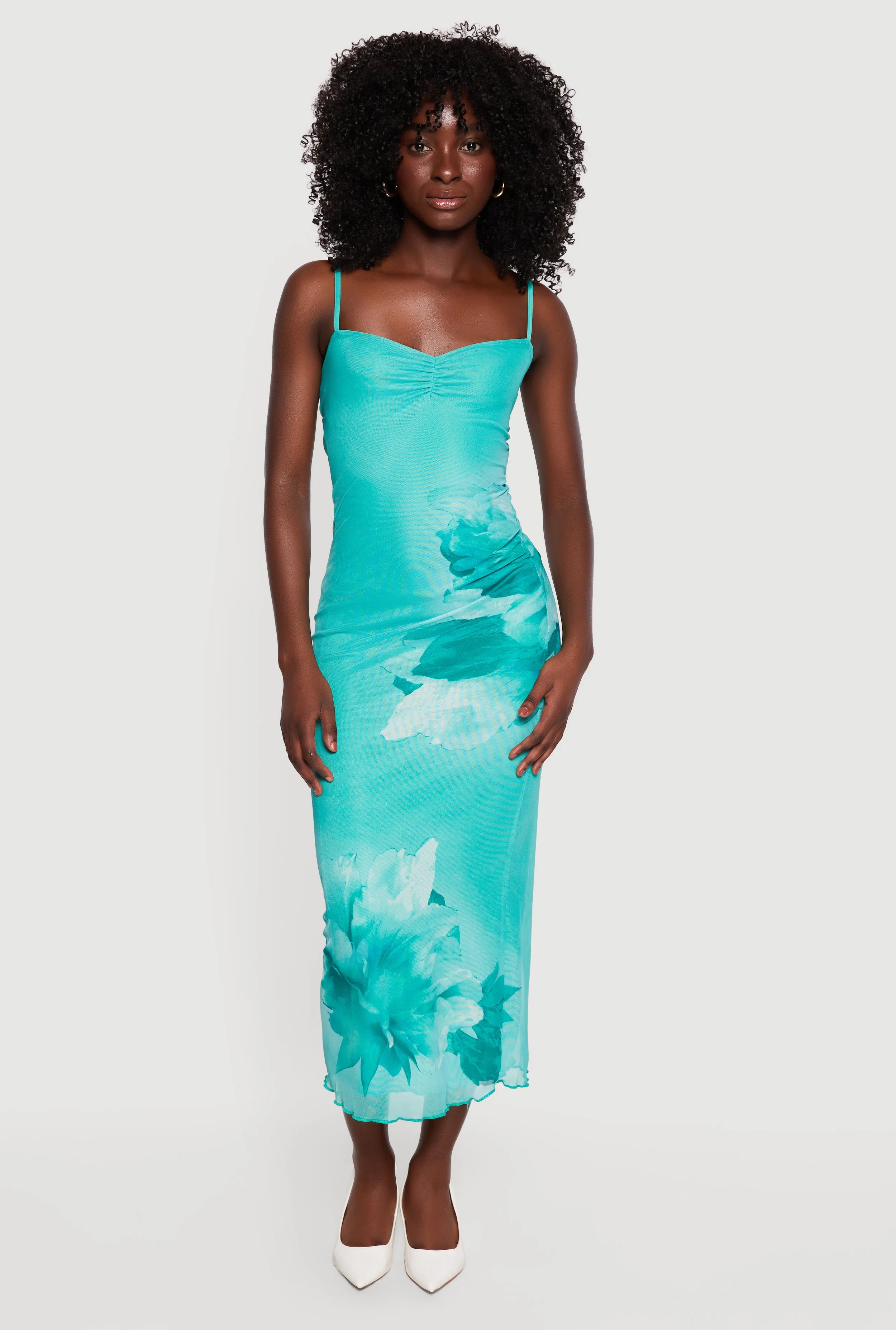 Floral Mesh Overlay Midi Dress sold by Rainbow product image thumbnail 3
