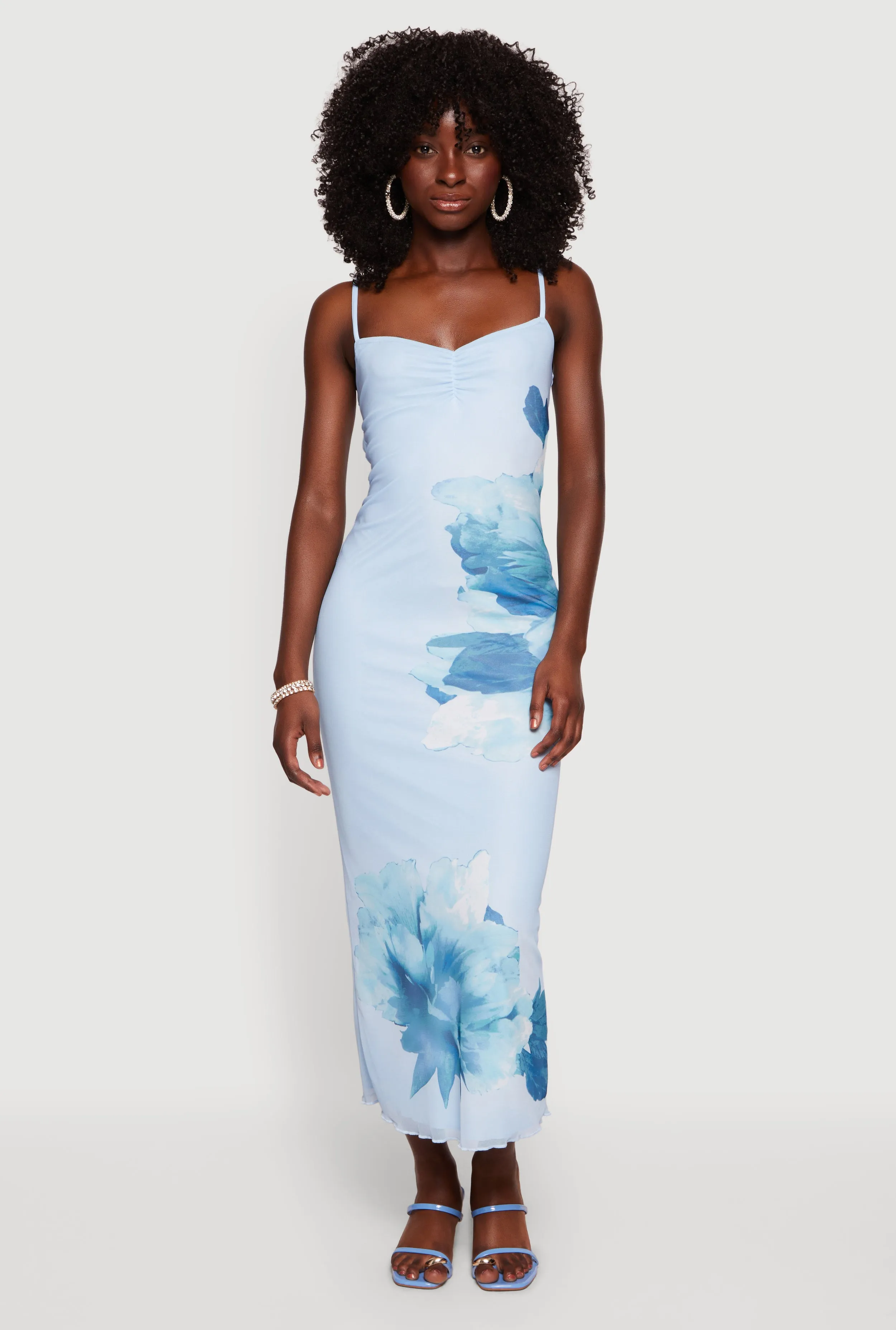 Floral Mesh Overlay Midi Dress sold by Rainbow product image thumbnail 2