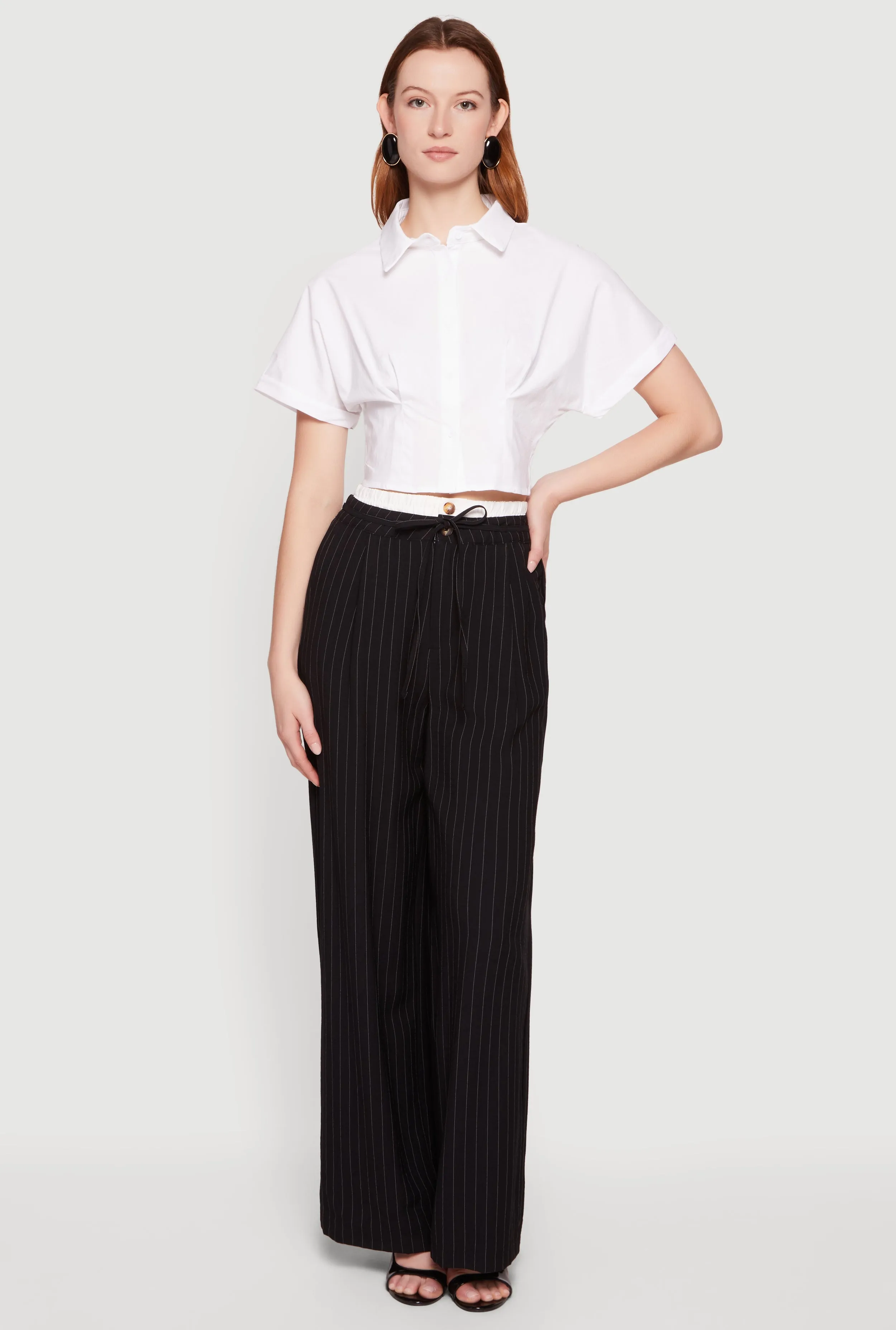 Cropped Pleated Button Front Shirt sold by Rainbow product image thumbnail 2