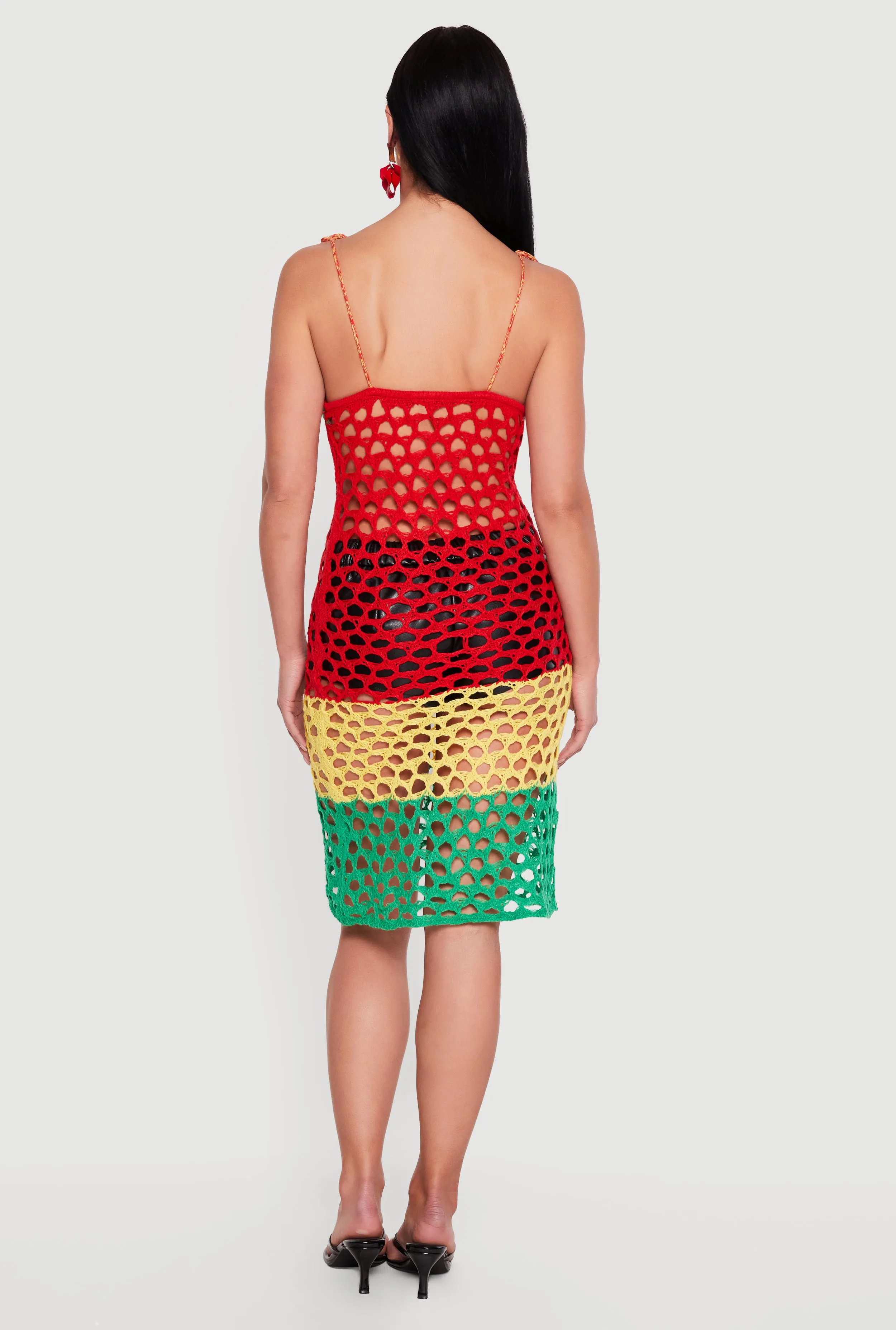 Color Blocked Tie Shoulder Crochet Dress sold by Rainbow product image thumbnail 3
