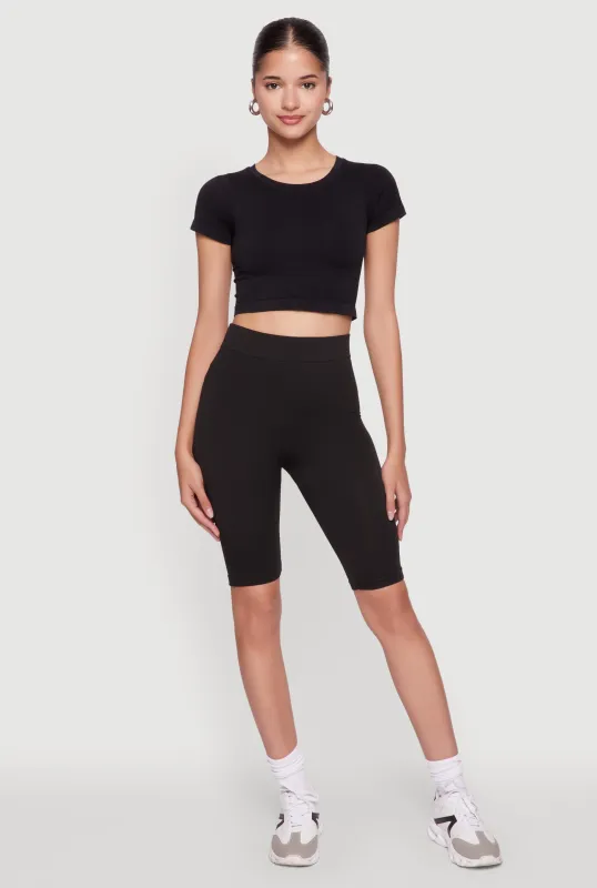 Trendy Seamless 9 Inch High Waisted Biker Shorts made by Rainbow