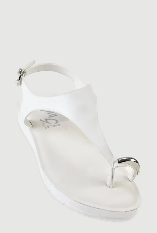 Metallic Detail Toe Loop Ankle Strap Sandals made by Rainbow