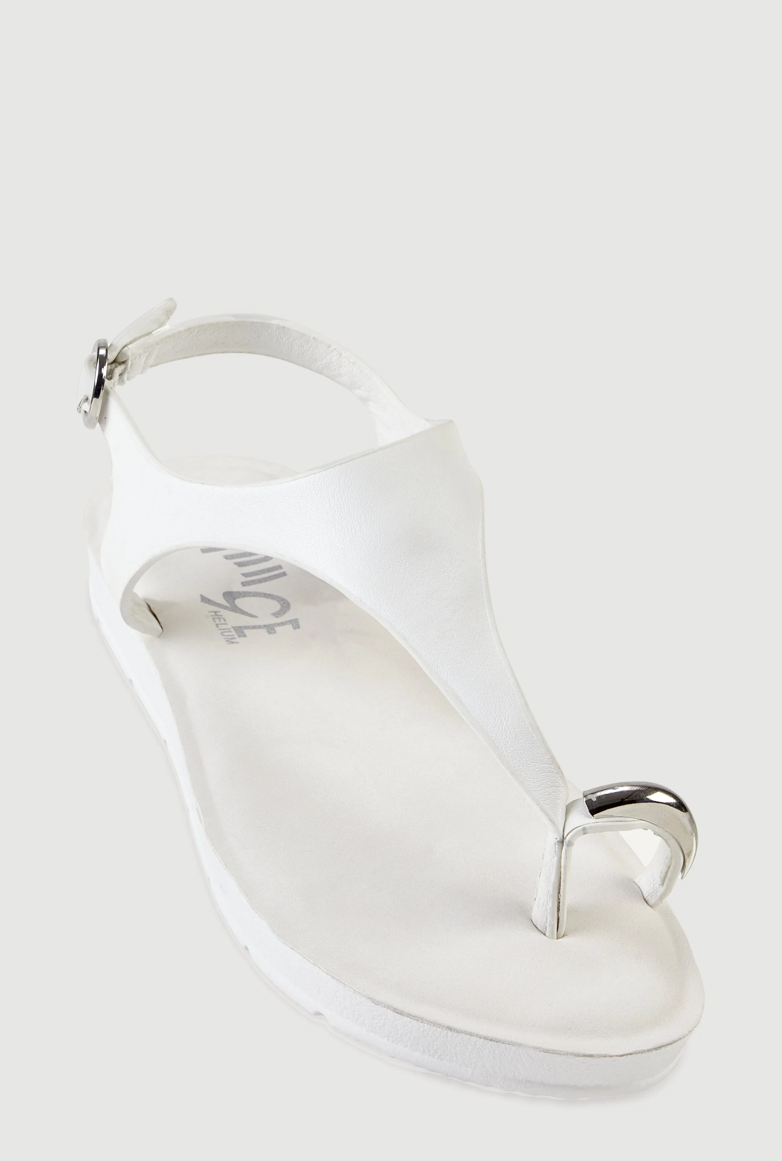 Metallic Detail Toe Loop Ankle Strap Sandals sold by Rainbow