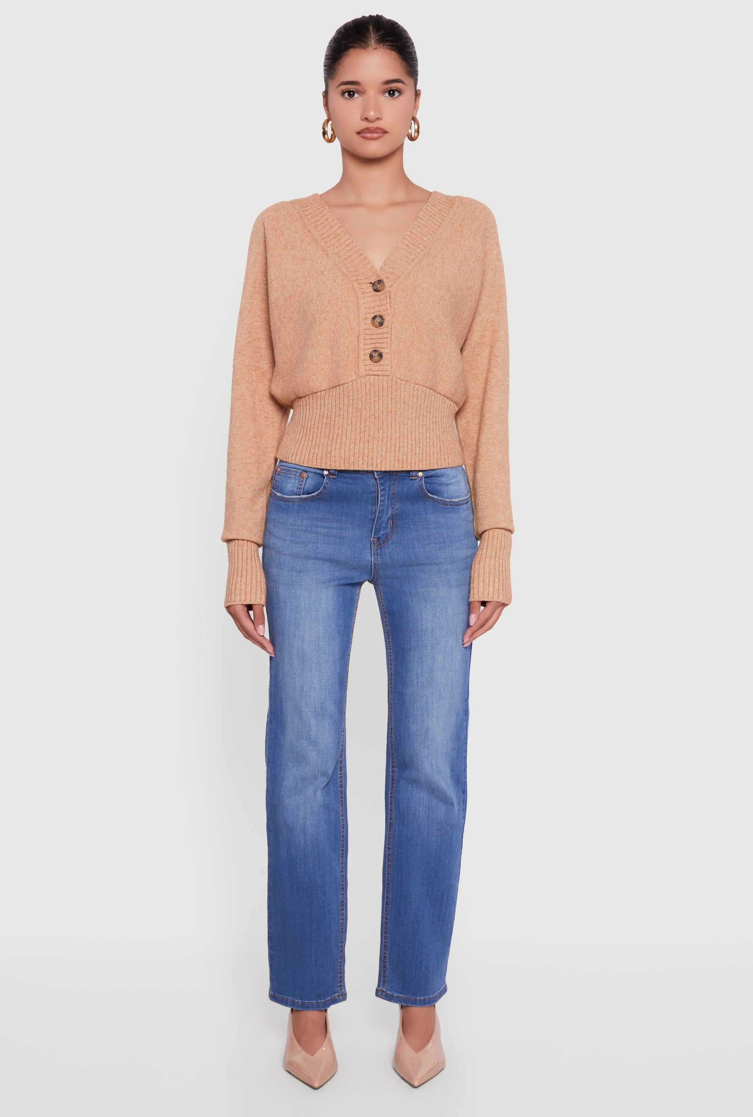 Dolman Long Sleeve Lace Up Back Sweater sold by Rainbow product image thumbnail 3