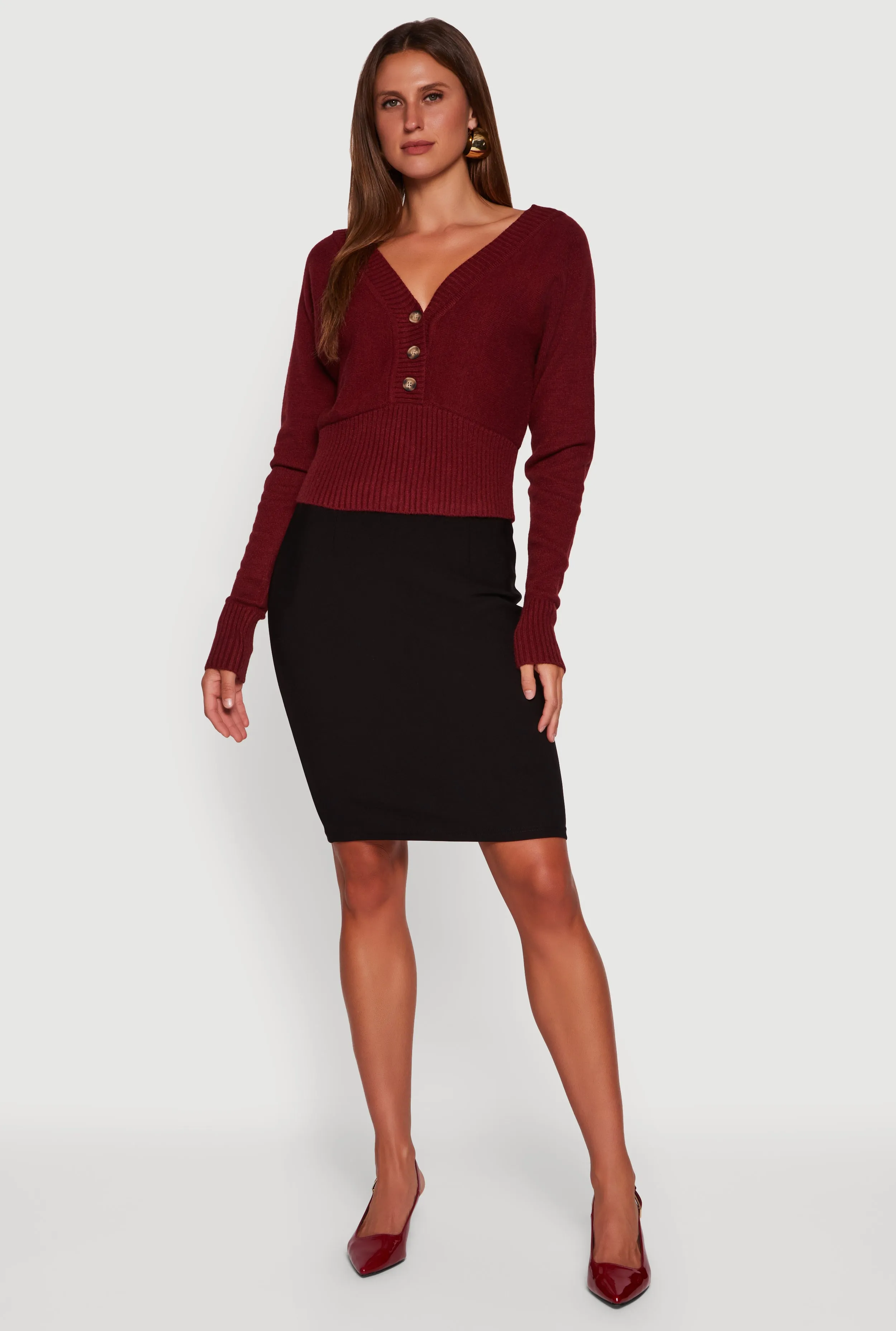 Dolman Long Sleeve Lace Up Back Sweater sold by Rainbow product image thumbnail 4