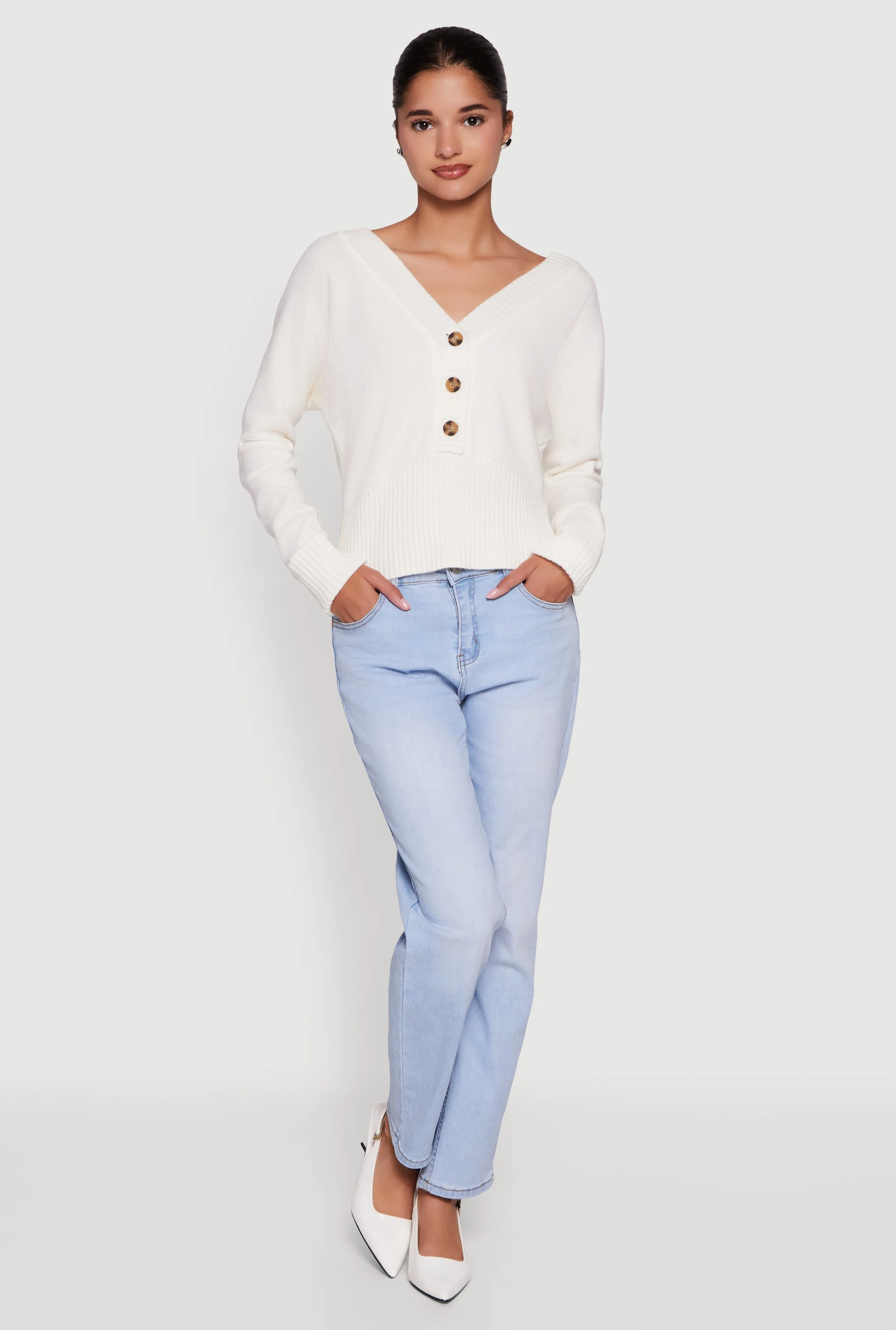 Dolman Long Sleeve Lace Up Back Sweater sold by Rainbow product image thumbnail 2