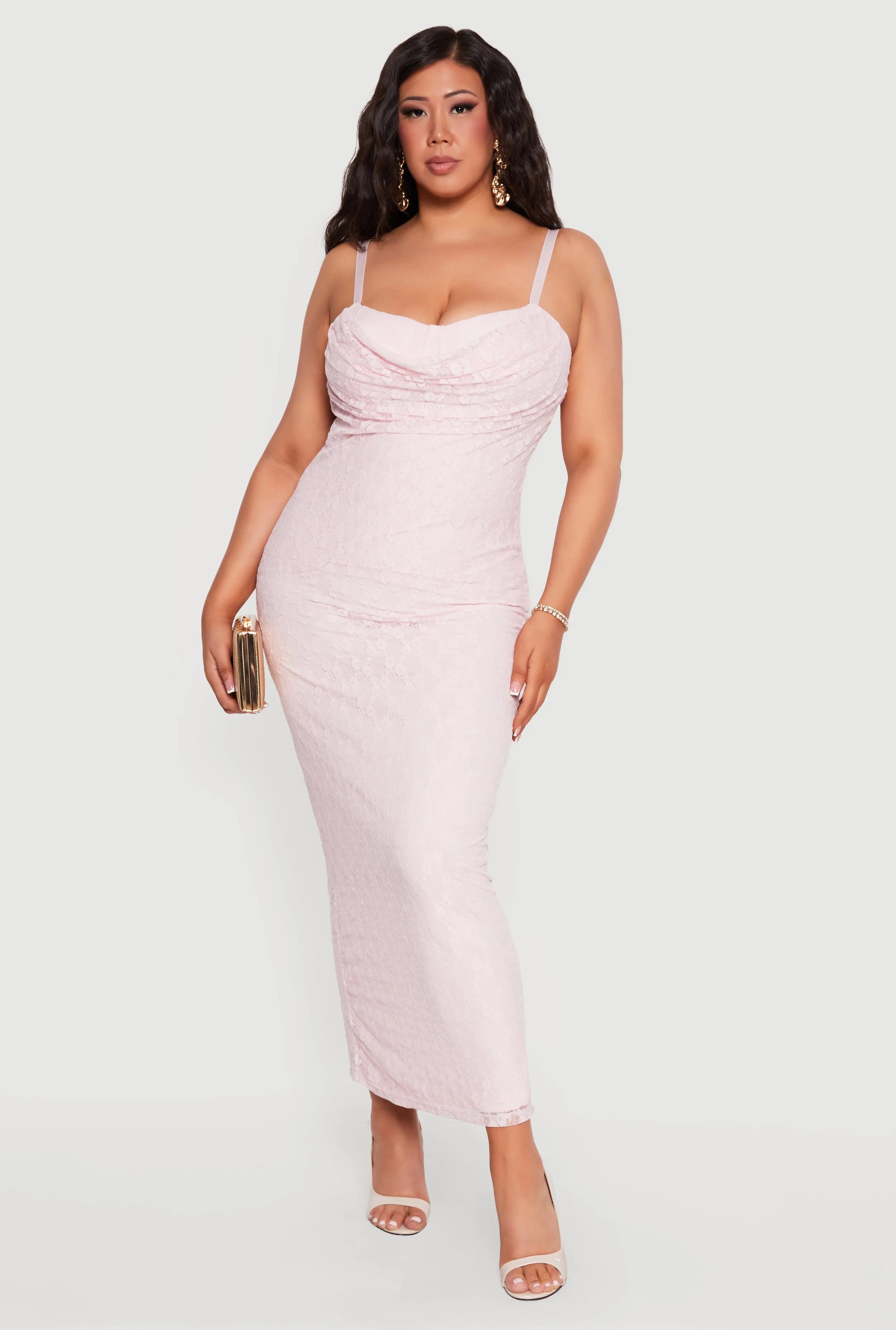 Plus Size Cowl Sweetheart Neckline Keyhole Back Maxi Dress sold by Rainbow product image thumbnail 2