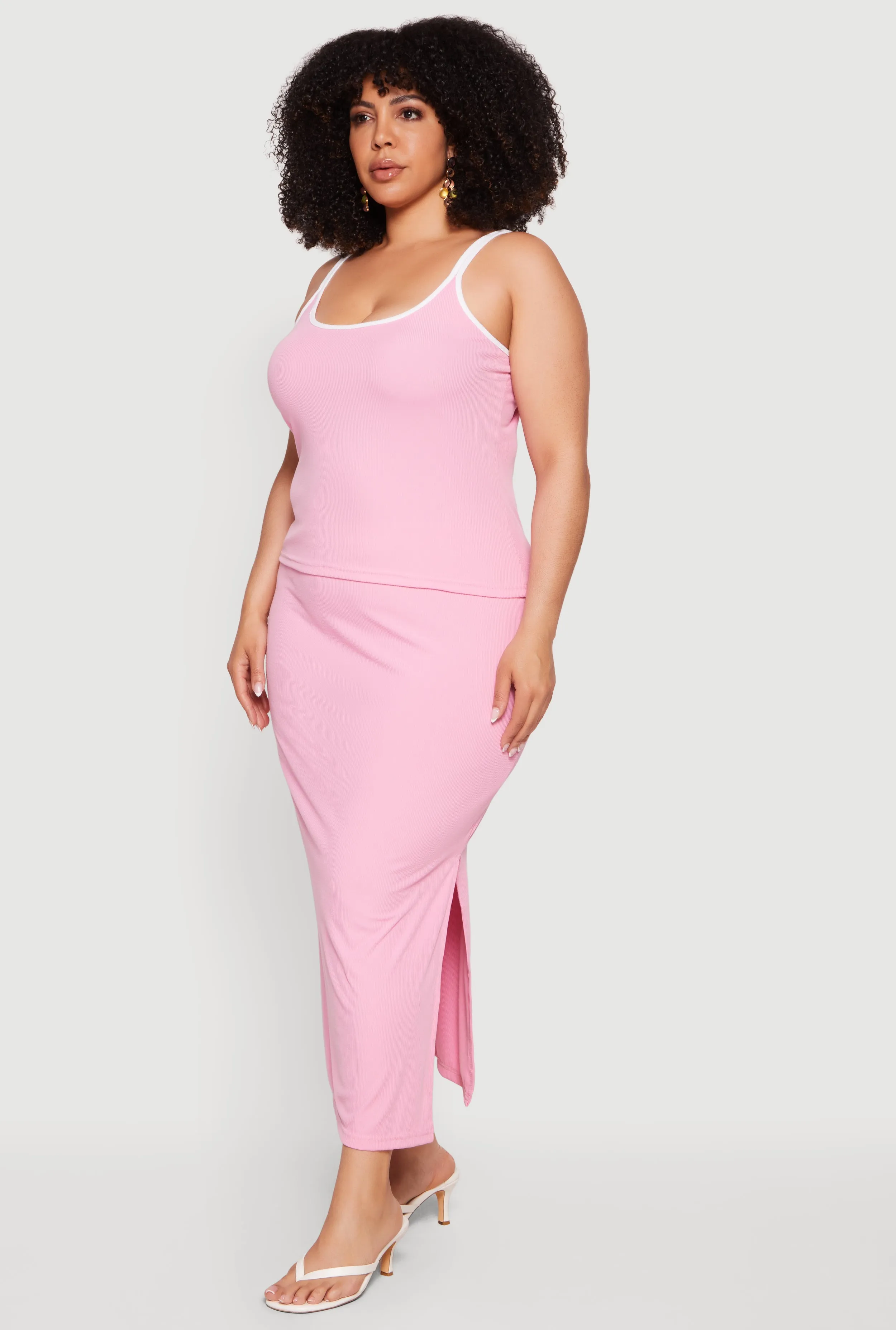 Plus Size Double Strap Cami and Side Slit Skirt Set sold by Rainbow product image thumbnail 2