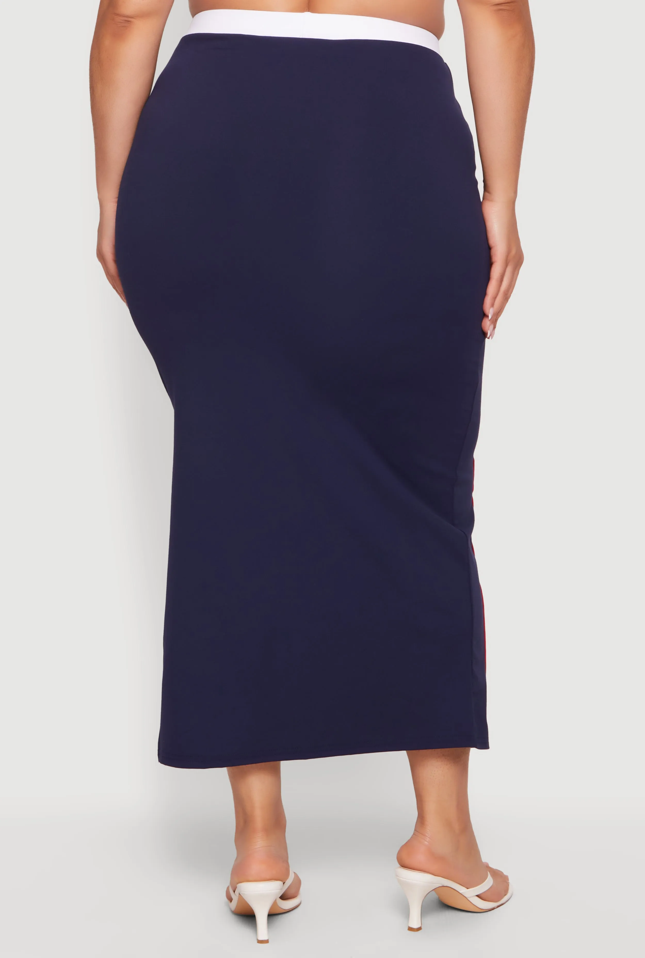 Plus Size Contrast Trim Side Slit Maxi Skirt sold by Rainbow product image thumbnail 5