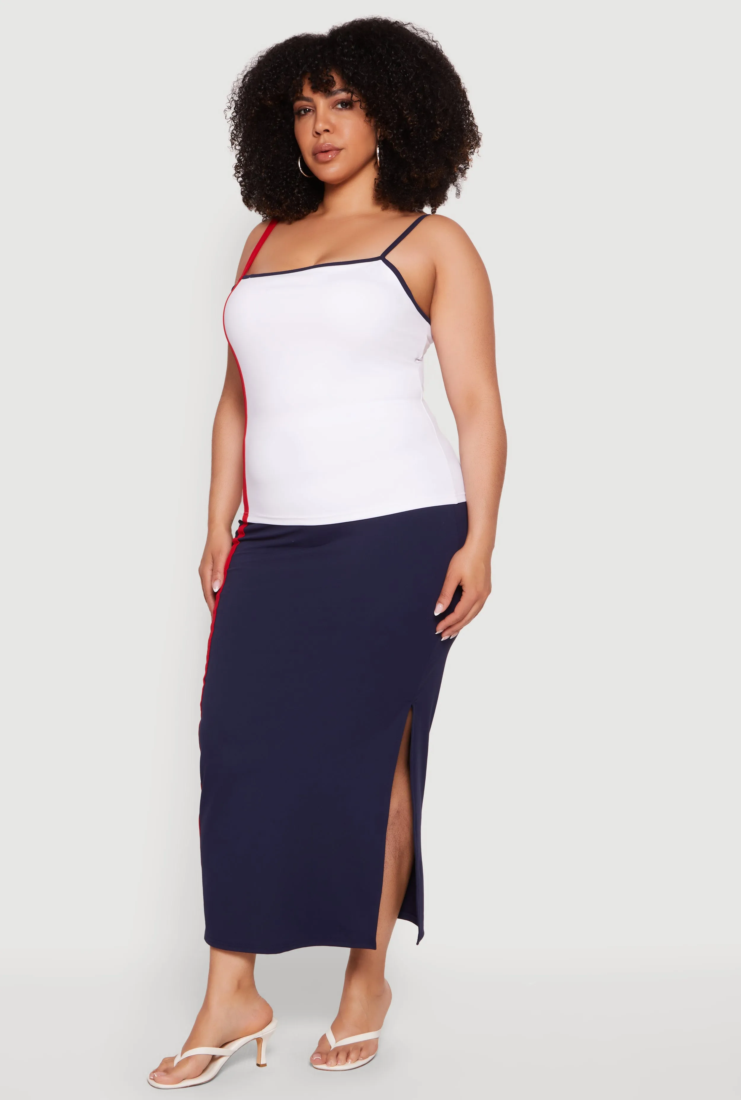 Plus Size Contrast Trim Side Slit Maxi Skirt sold by Rainbow product image thumbnail 2