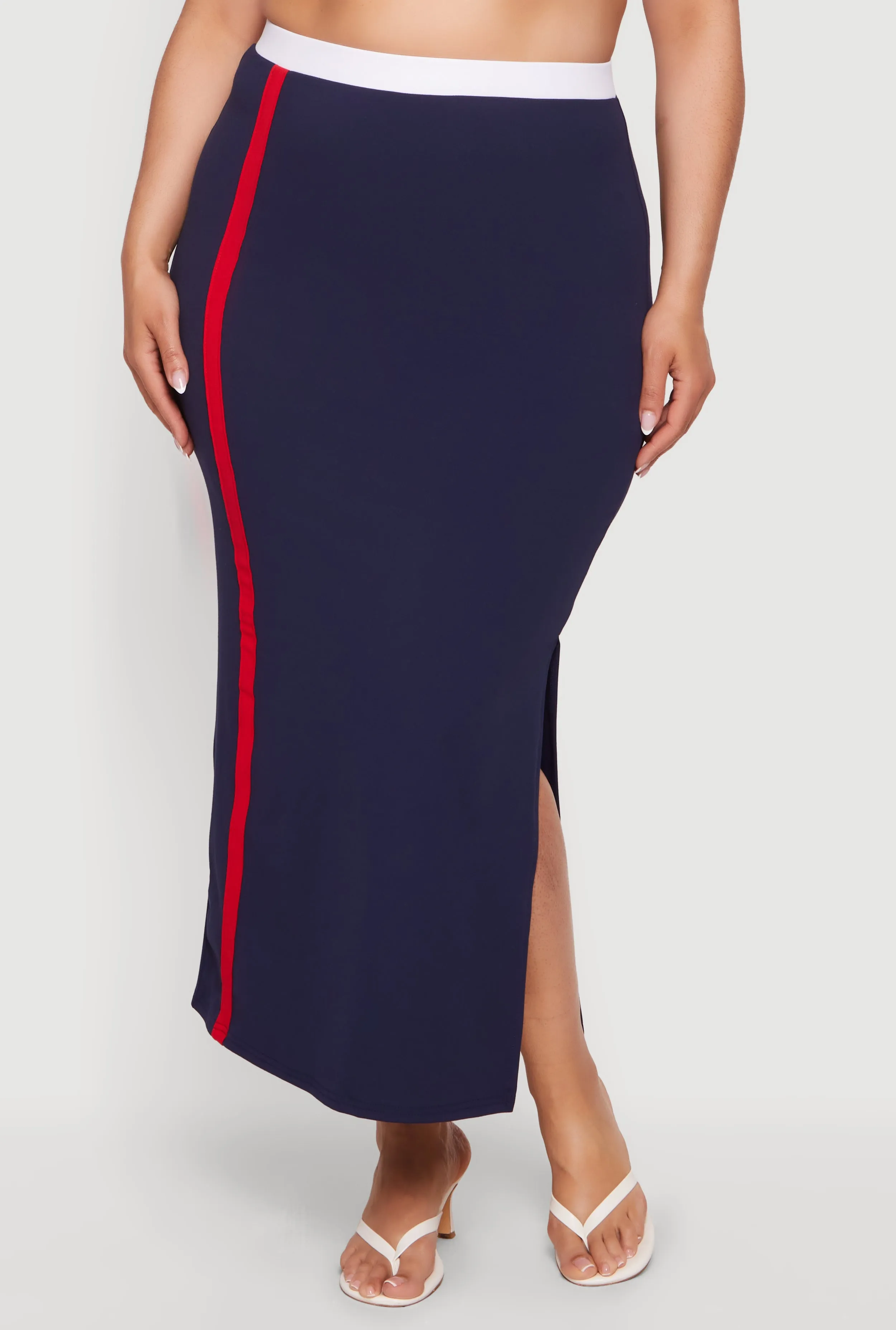 Plus Size Contrast Trim Side Slit Maxi Skirt sold by Rainbow product image thumbnail 3