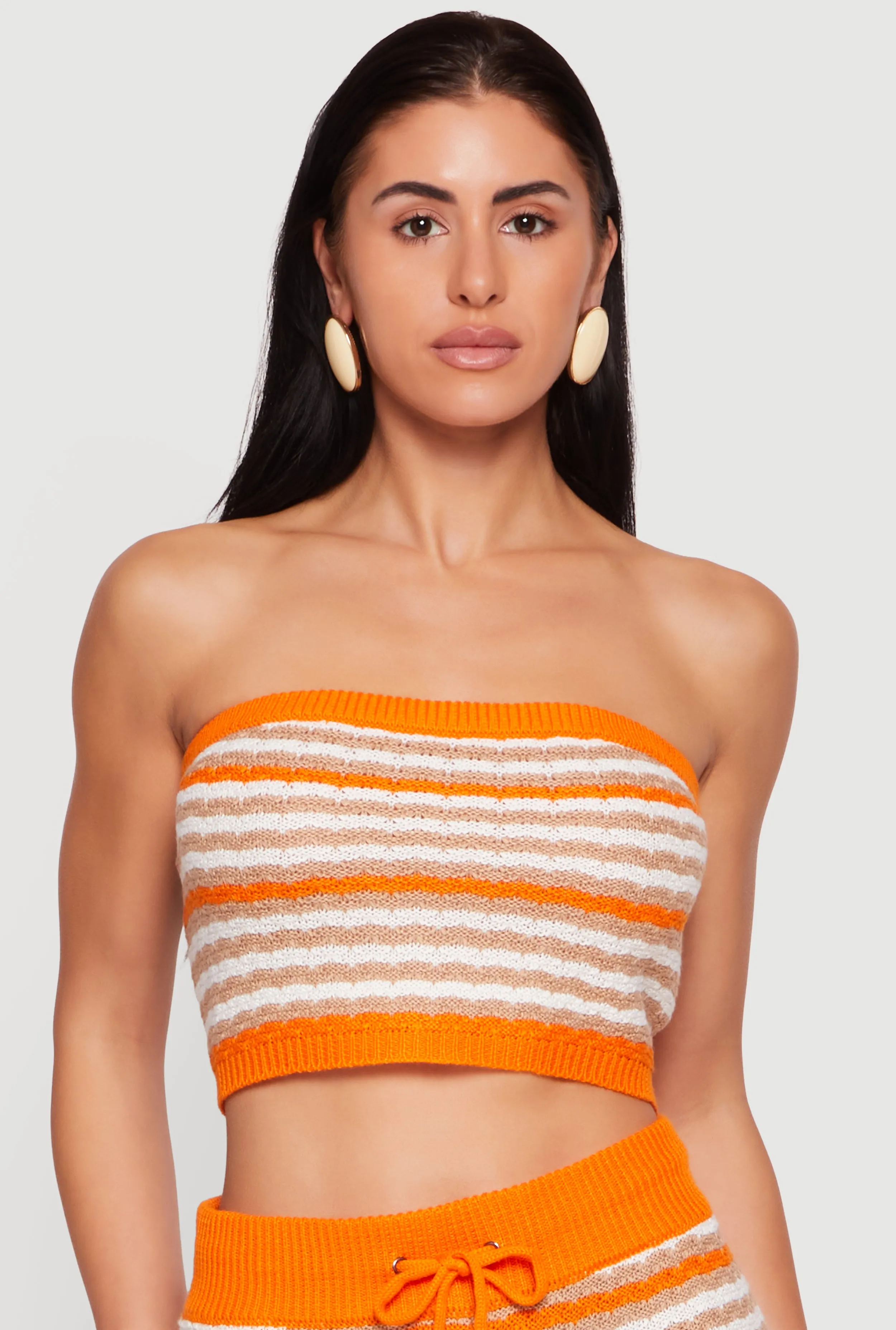 Almost Famous Striped Knit Tube Top sold by Rainbow
