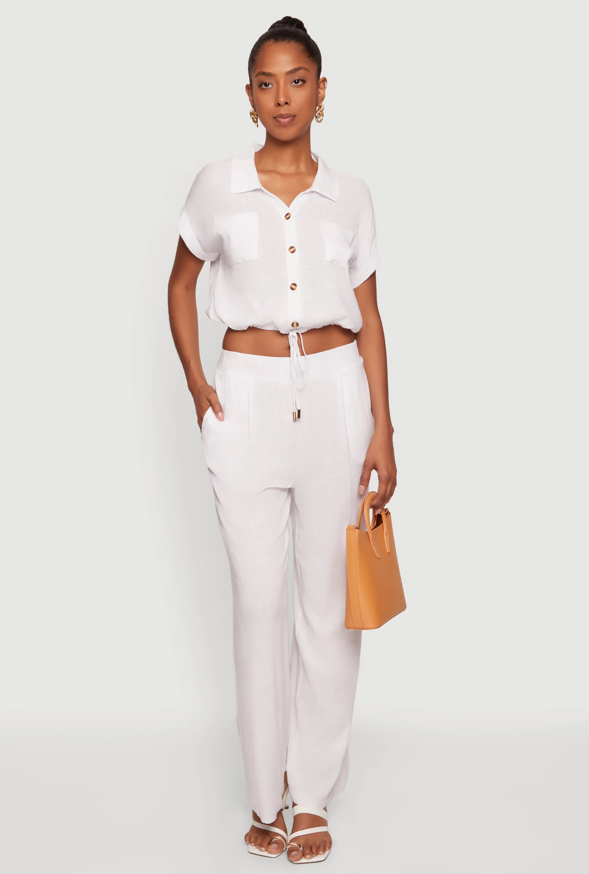 Solid High Waisted Straight Leg Pants sold by Rainbow product image thumbnail 3