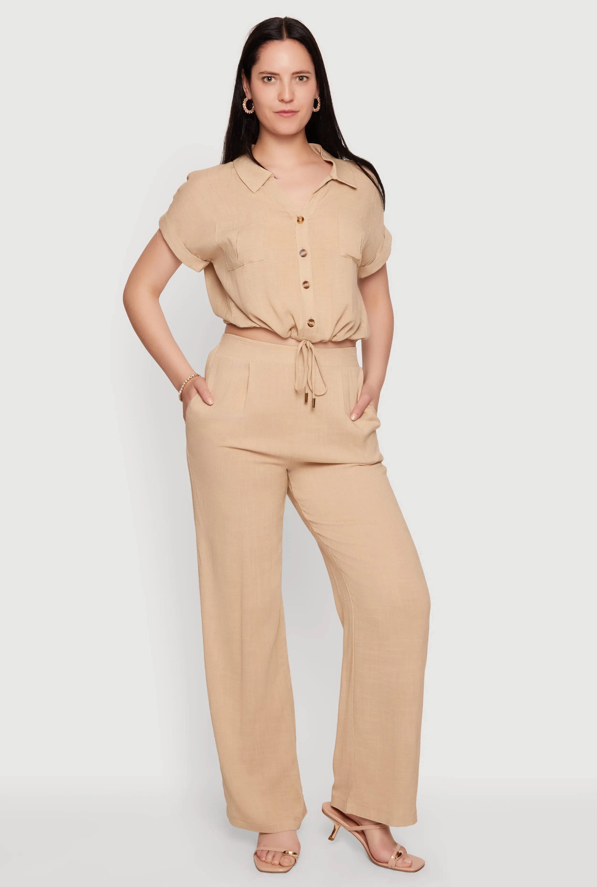 Solid High Waisted Straight Leg Pants sold by Rainbow product image thumbnail 2
