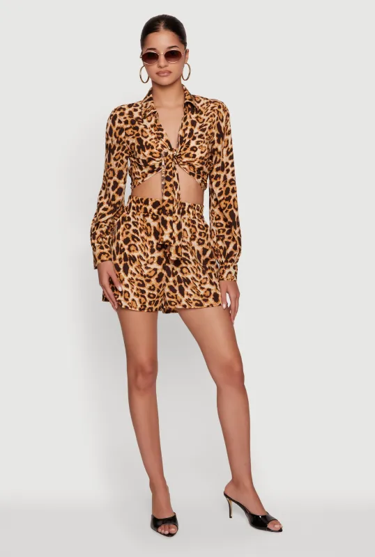 Leopard Print High Waisted Shorts made by Rainbow