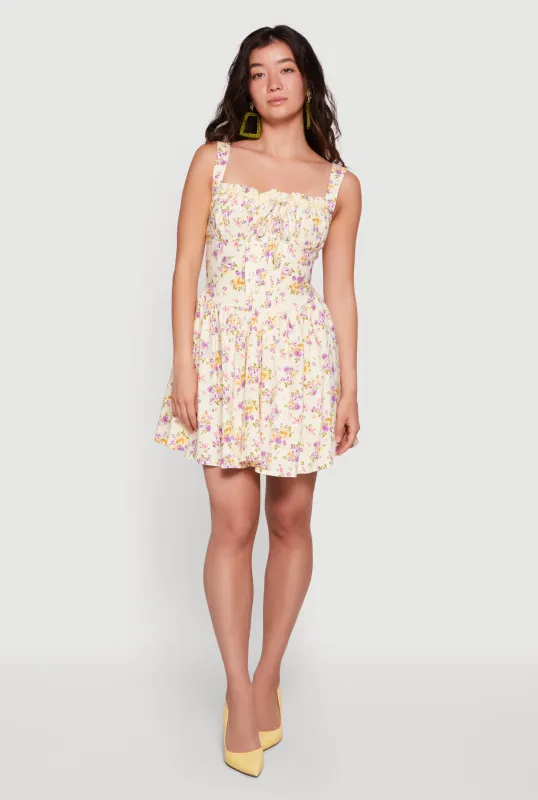 Floral Milkmaid Mini Dress made by Rainbow