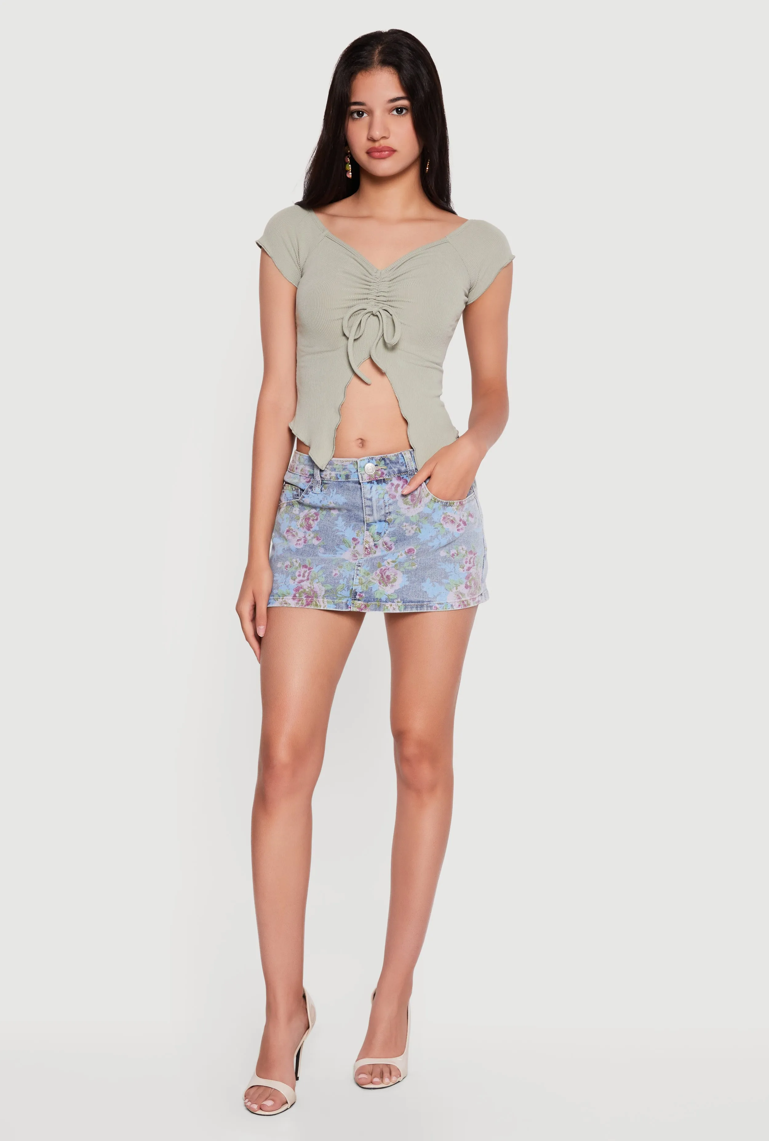 Slit Front Off The Shoulder Top sold by Rainbow