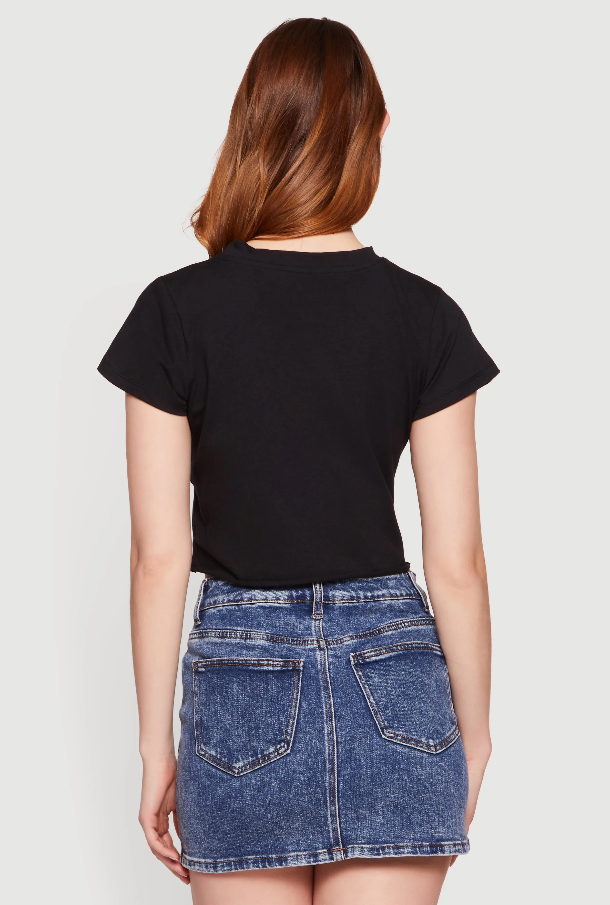 Rock and Roll Graphic Slashed Cropped Tee sold by Rainbow product image thumbnail 5