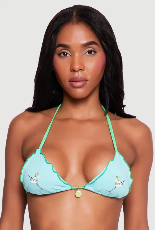 Margarita Graphic Swim Bikini Top with Lime Charm made by Rainbow