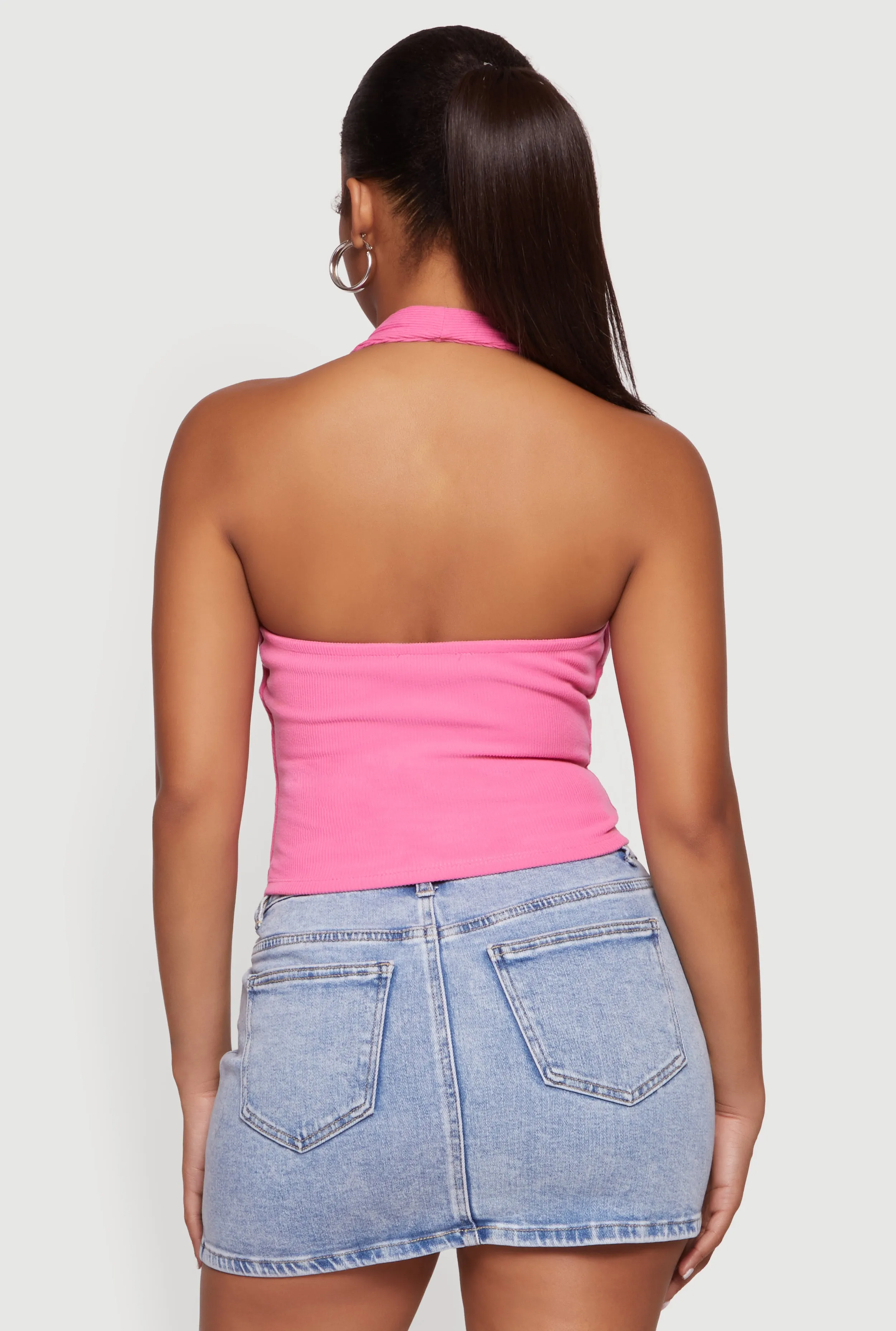 Ribbed Knit Open Back Halter Top sold by Rainbow product image thumbnail 5