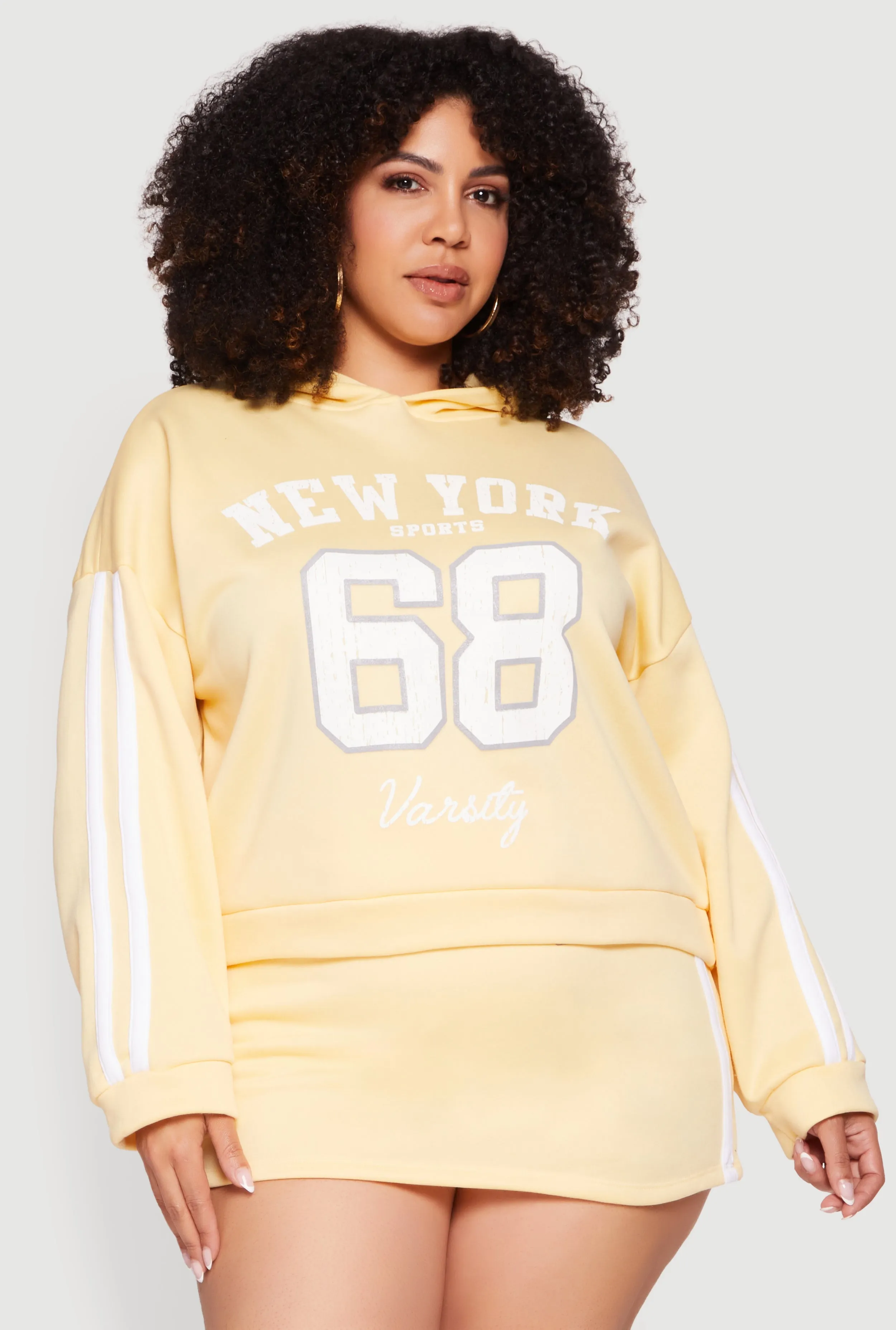 Plus Size New York Sports 68 Varsity Stripe Detail Hoodie sold by Rainbow product image thumbnail 3