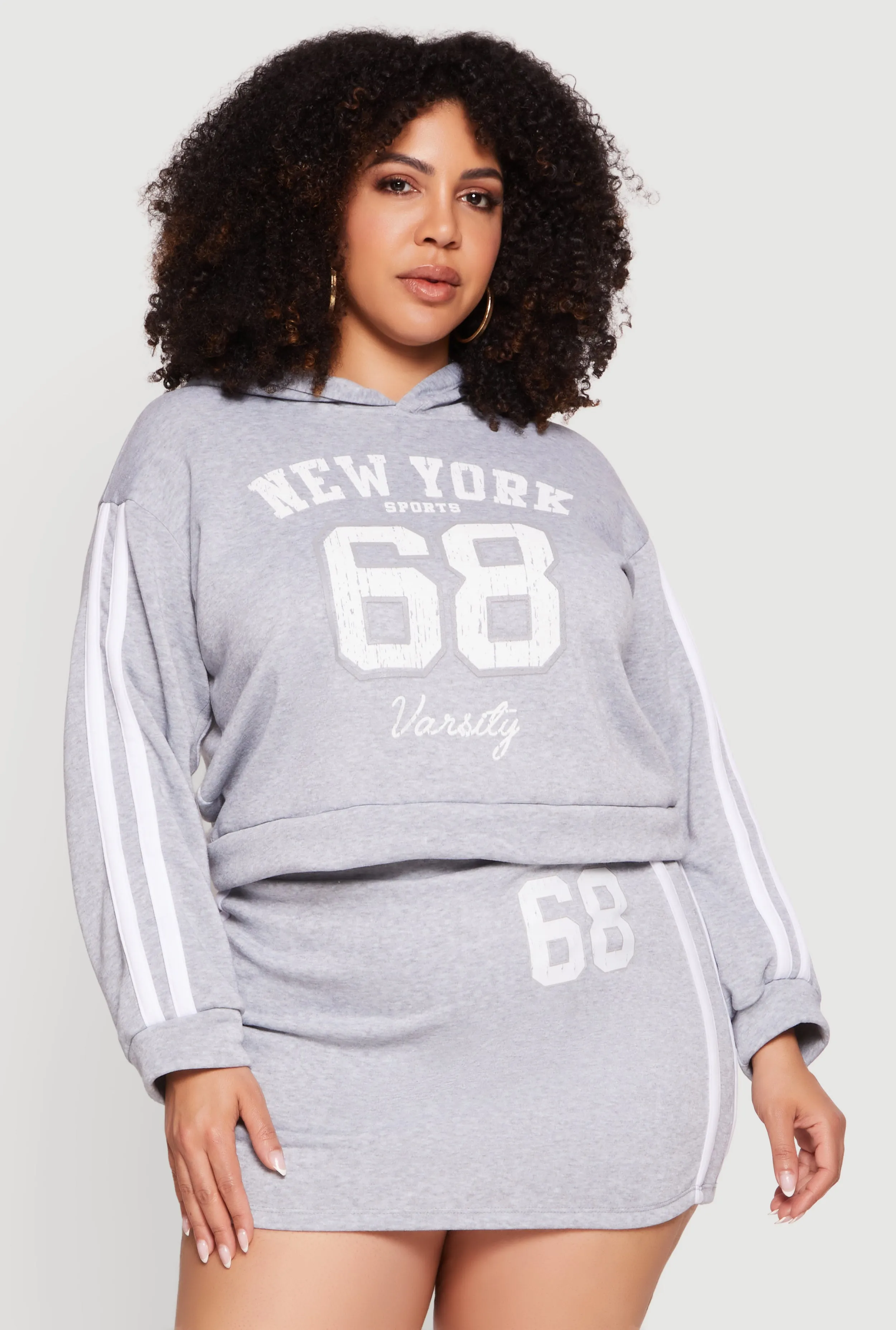 Plus Size New York Sports 68 Varsity Stripe Detail Hoodie sold by Rainbow product image thumbnail 4