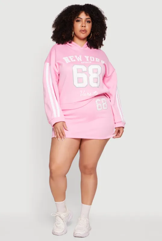 Plus Size Fleece 68 Varsity Stripe Detail Mini Skirt made by Rainbow