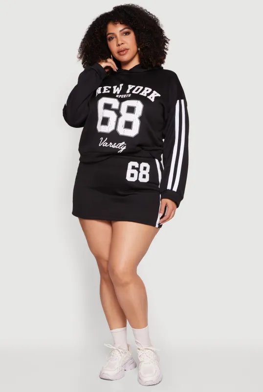 Plus Size Fleece 68 Varsity Stripe Detail Mini Skirt made by Rainbow