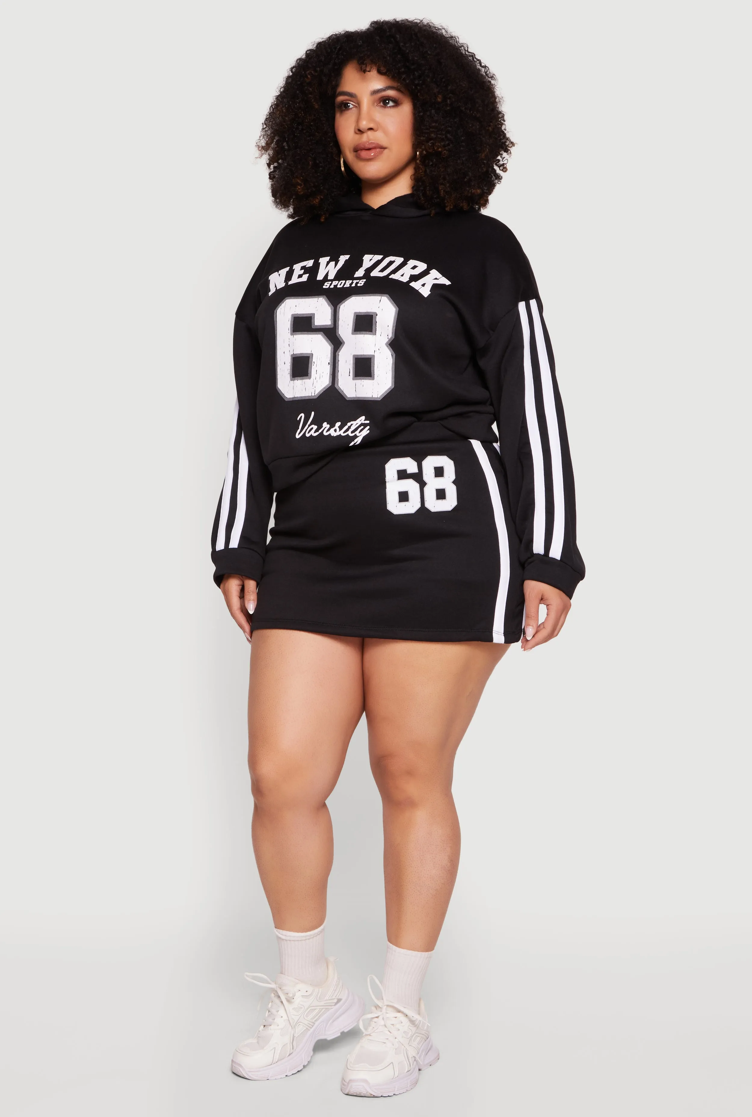 Plus Size Fleece 68 Varsity Stripe Detail Mini Skirt sold by Rainbow product image thumbnail 2