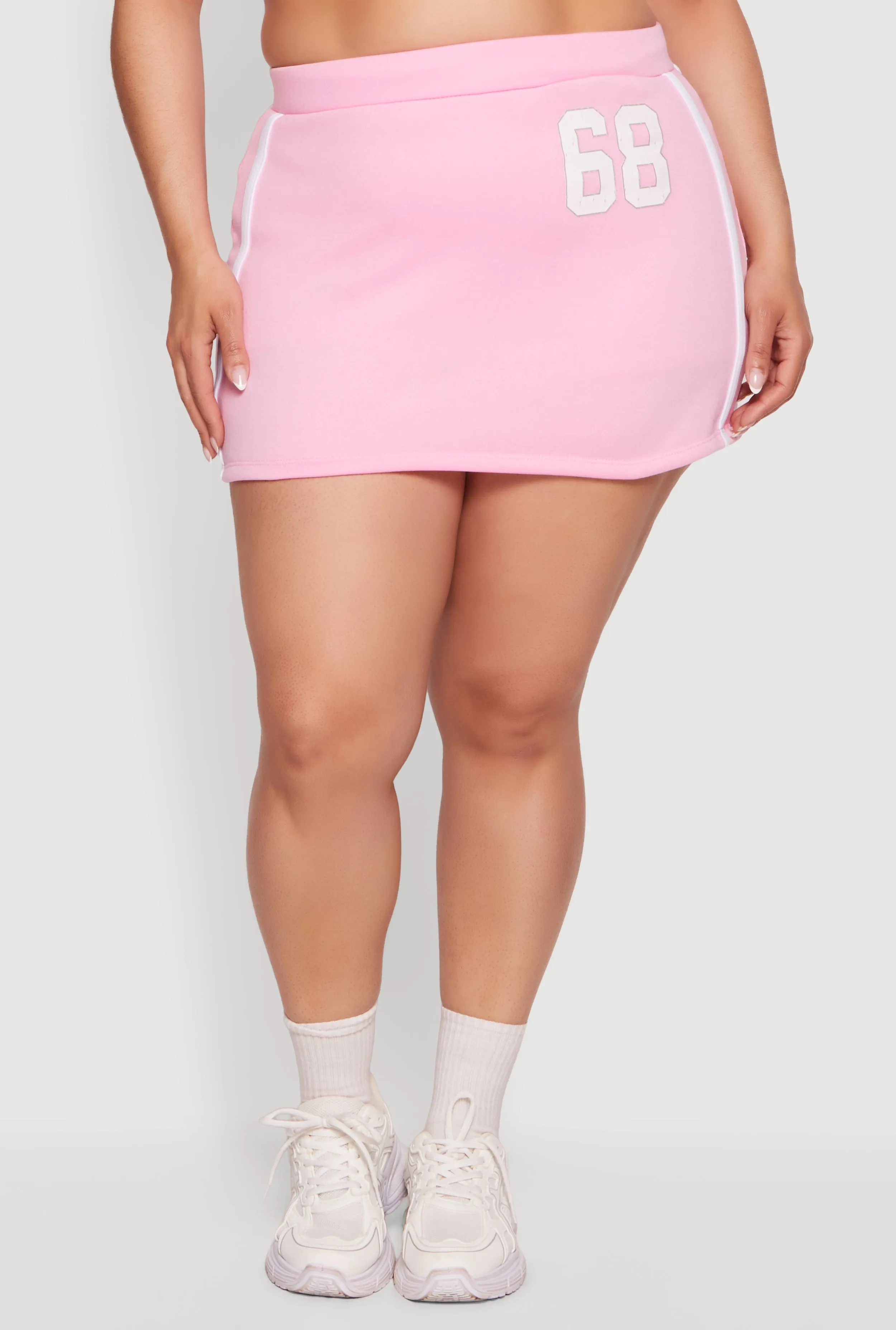 Plus Size Fleece 68 Varsity Stripe Detail Mini Skirt sold by Rainbow product image thumbnail 3