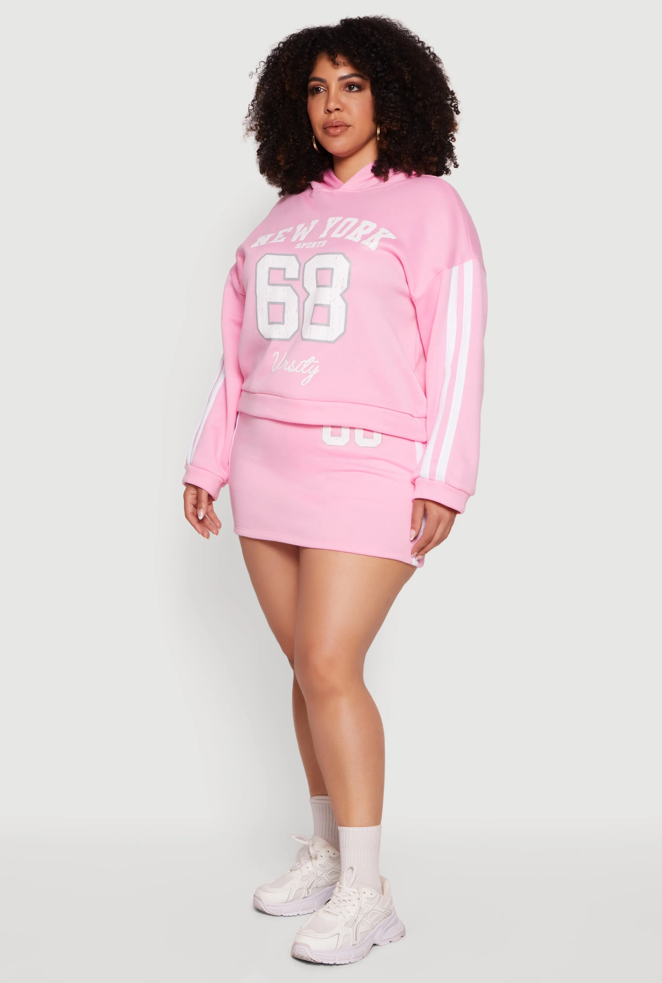 Plus Size Fleece 68 Varsity Stripe Detail Mini Skirt sold by Rainbow product image thumbnail 2