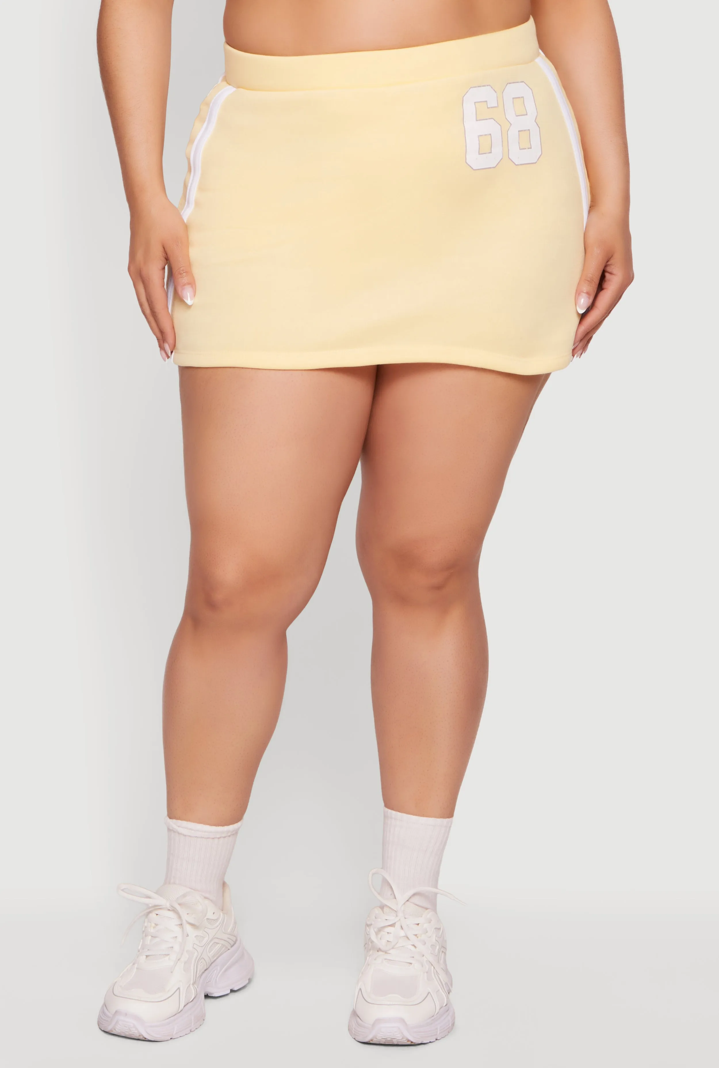 Plus Size Fleece 68 Varsity Stripe Detail Mini Skirt sold by Rainbow product image thumbnail 3