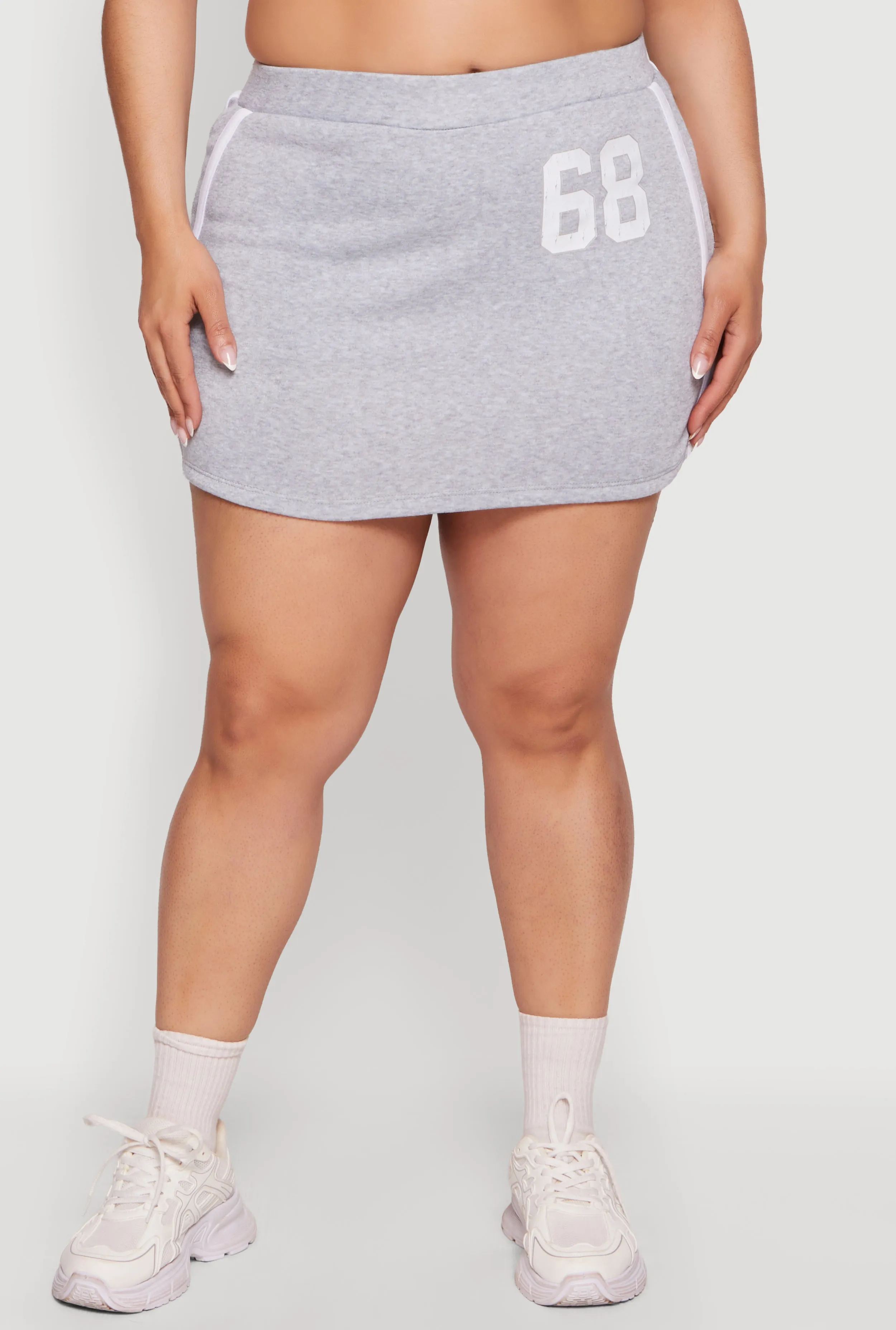 Plus Size Fleece 68 Varsity Stripe Detail Mini Skirt sold by Rainbow product image thumbnail 3