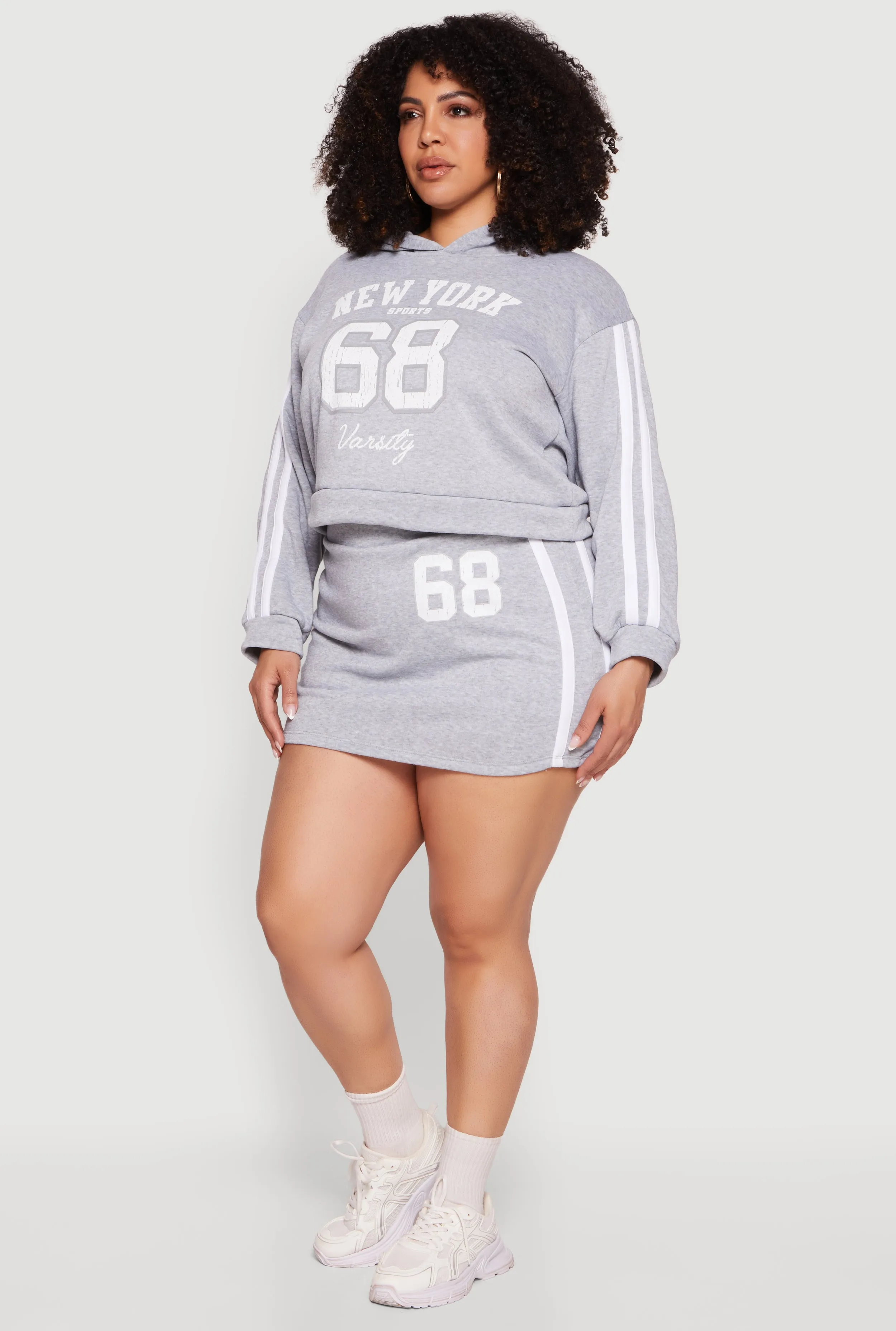 Plus Size Fleece 68 Varsity Stripe Detail Mini Skirt sold by Rainbow product image thumbnail 2